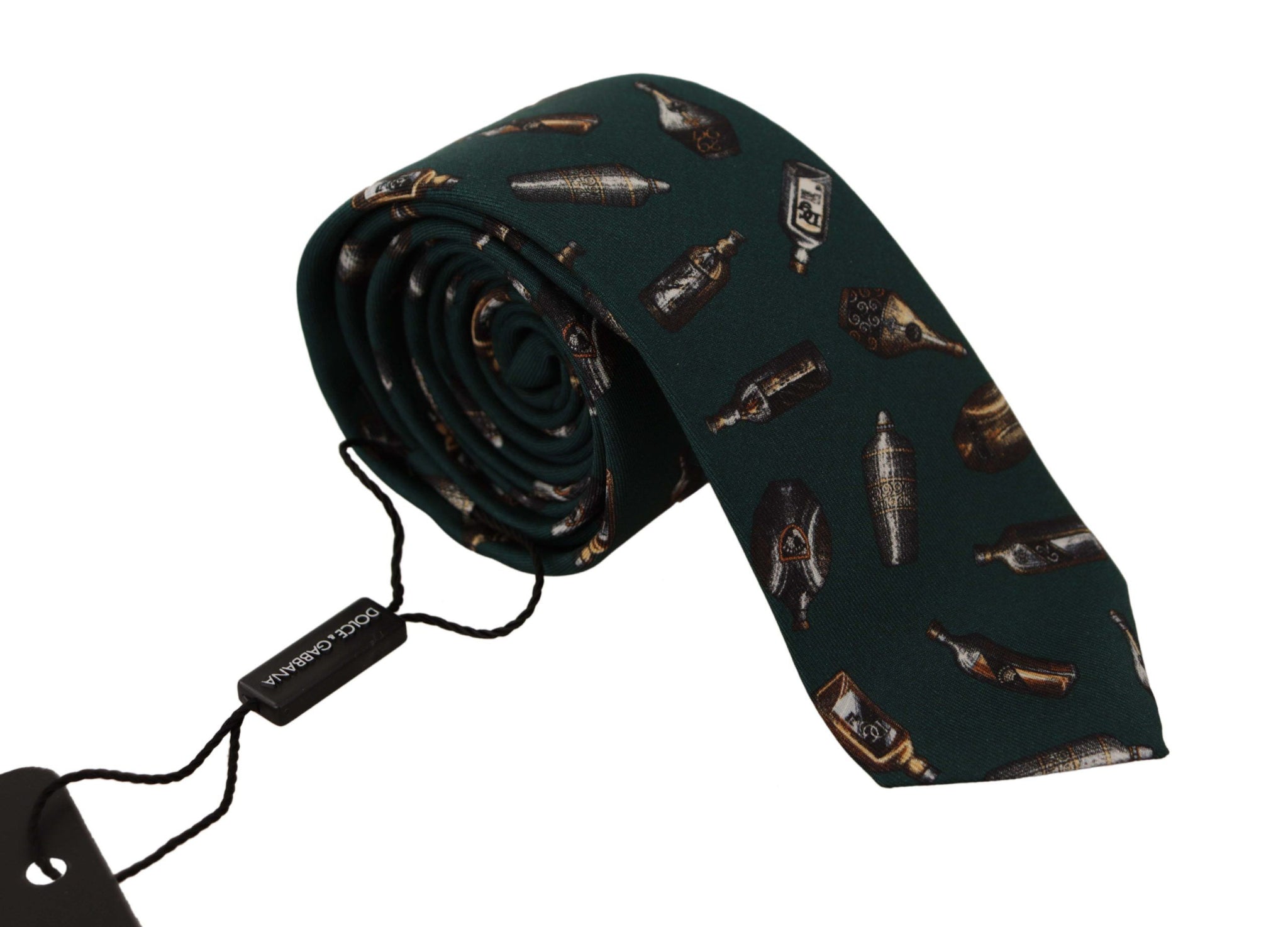 Black Bottle Fantasy Print Silk Adjustable Accessory Tie