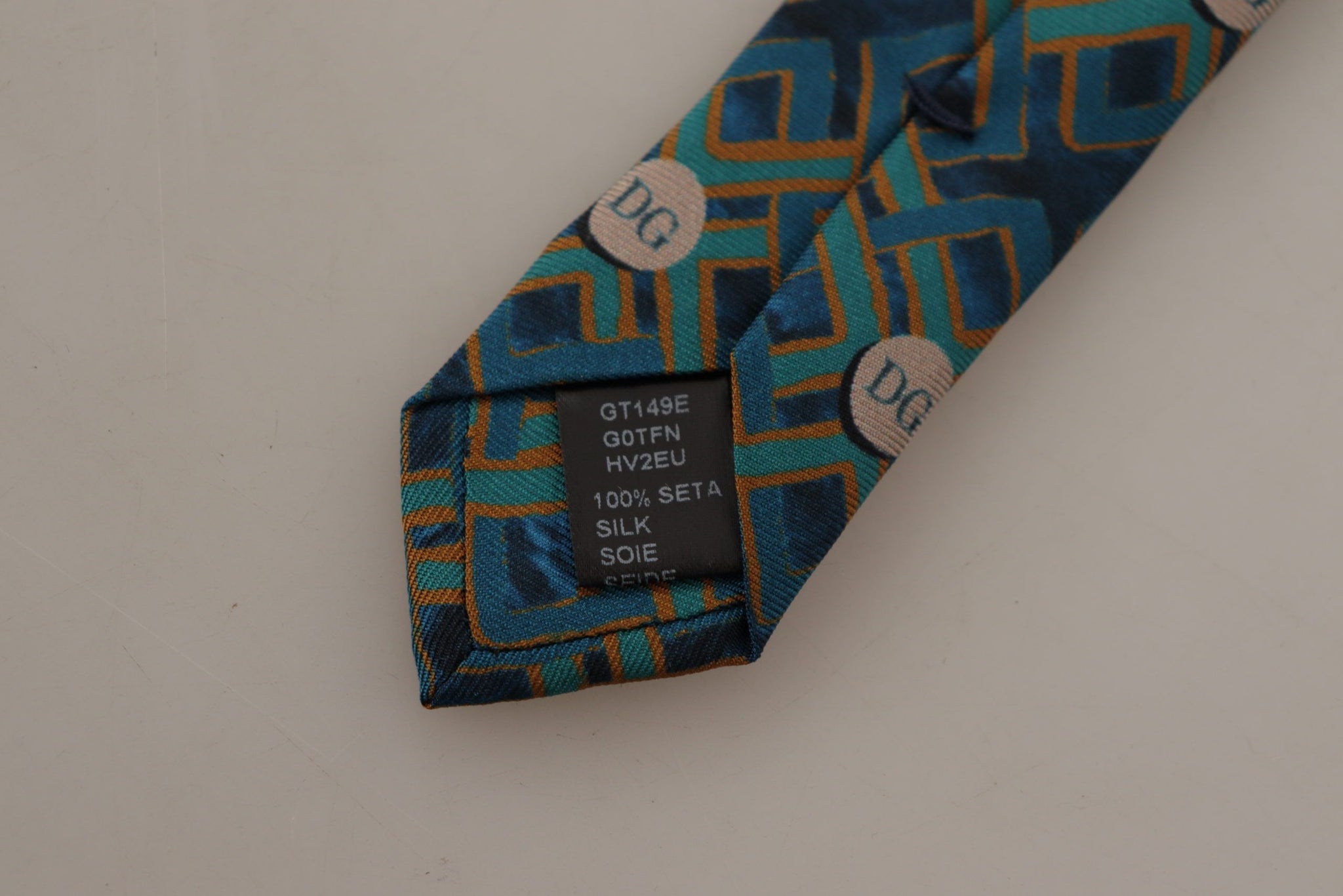 Dolce & Gabbana Blue Fantasy Print Silk Adjustable Necktie Accessory Tie