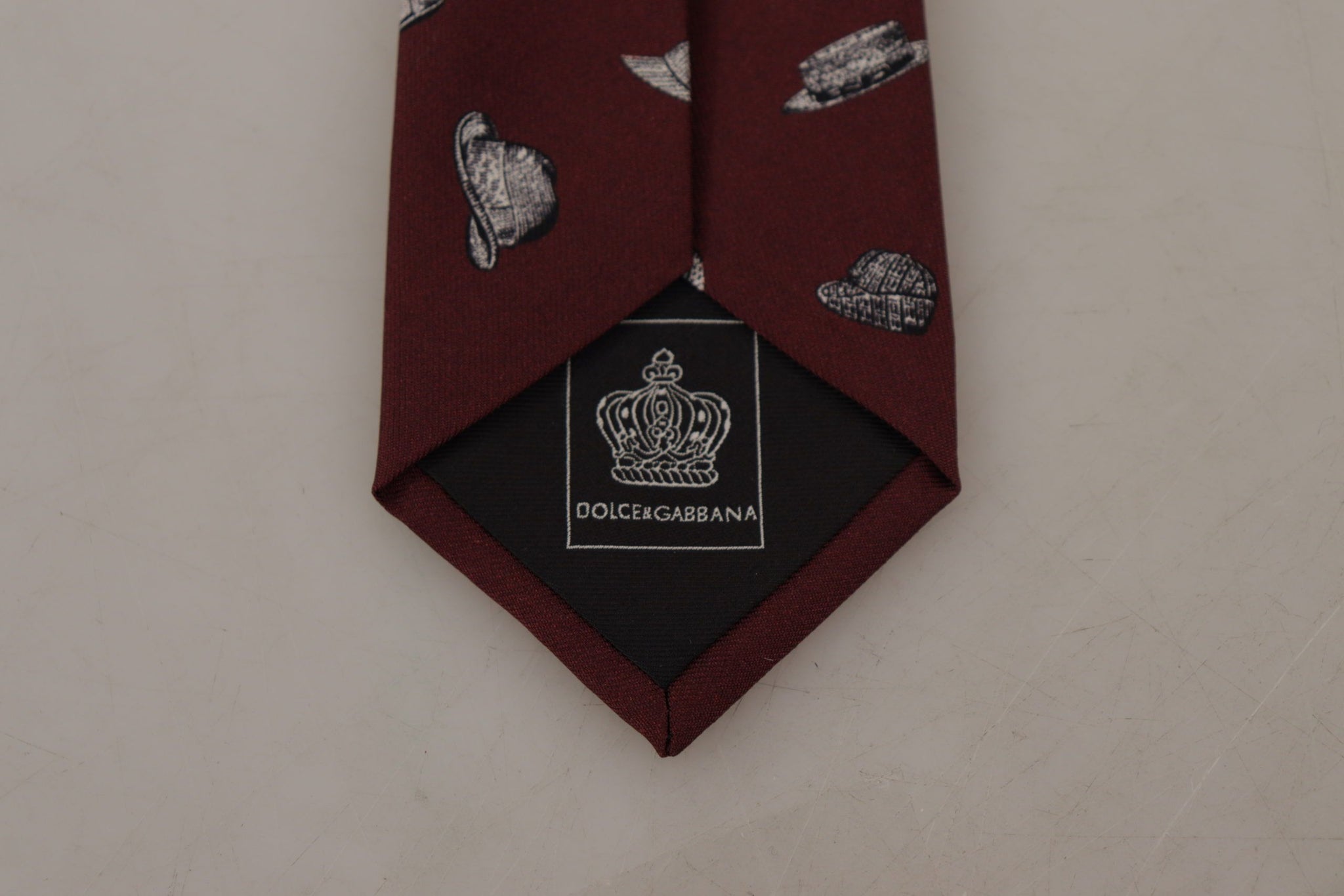 Maroon Hat Pattern 100% Silk Adjustable Accessory Tie