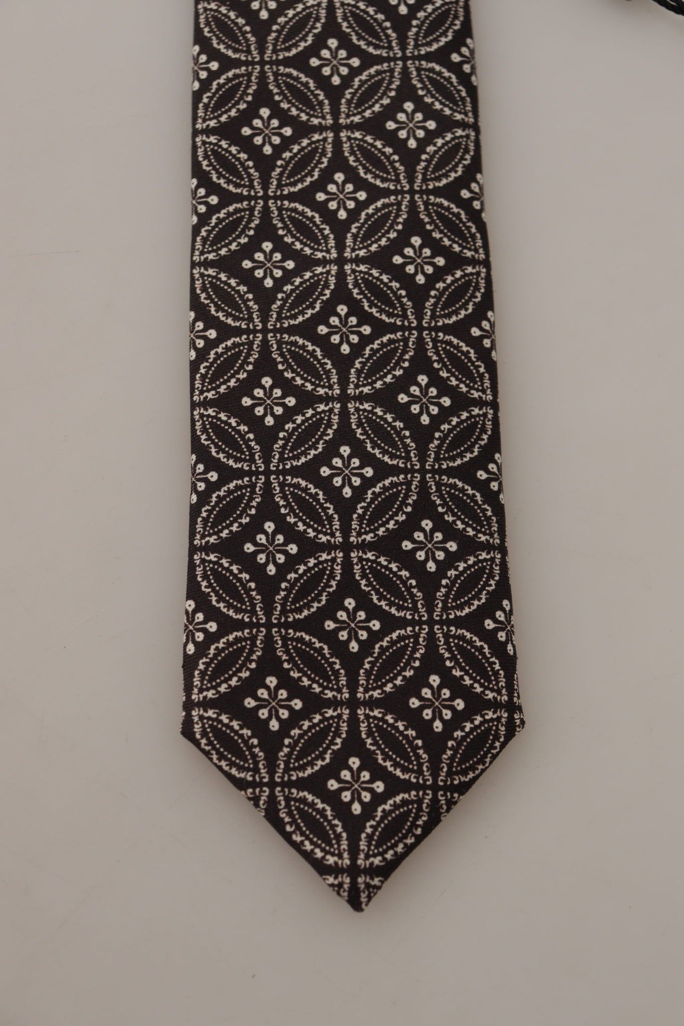 Black White Fantasy Print Silk Adjustable Accessory Tie