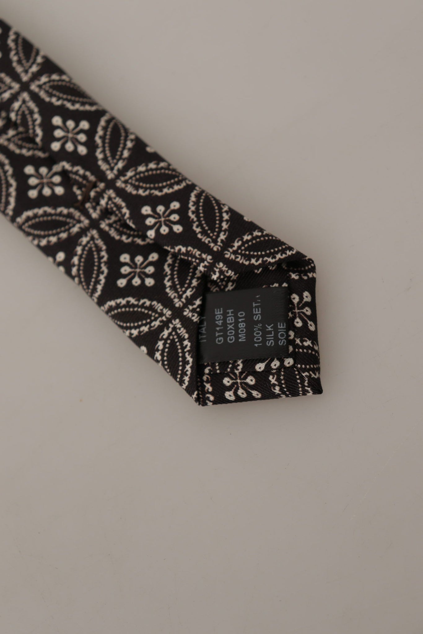 Black White Fantasy Print Silk Adjustable Accessory Tie