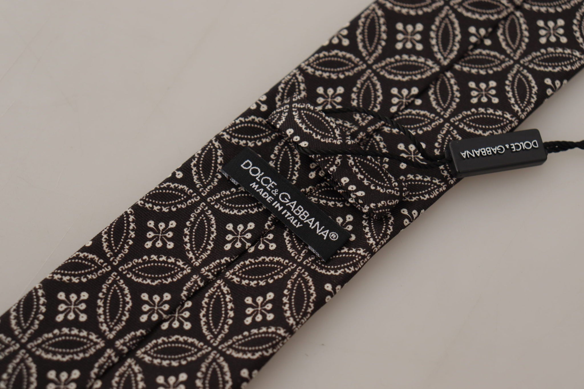 Black White Fantasy Print Silk Adjustable Accessory Tie