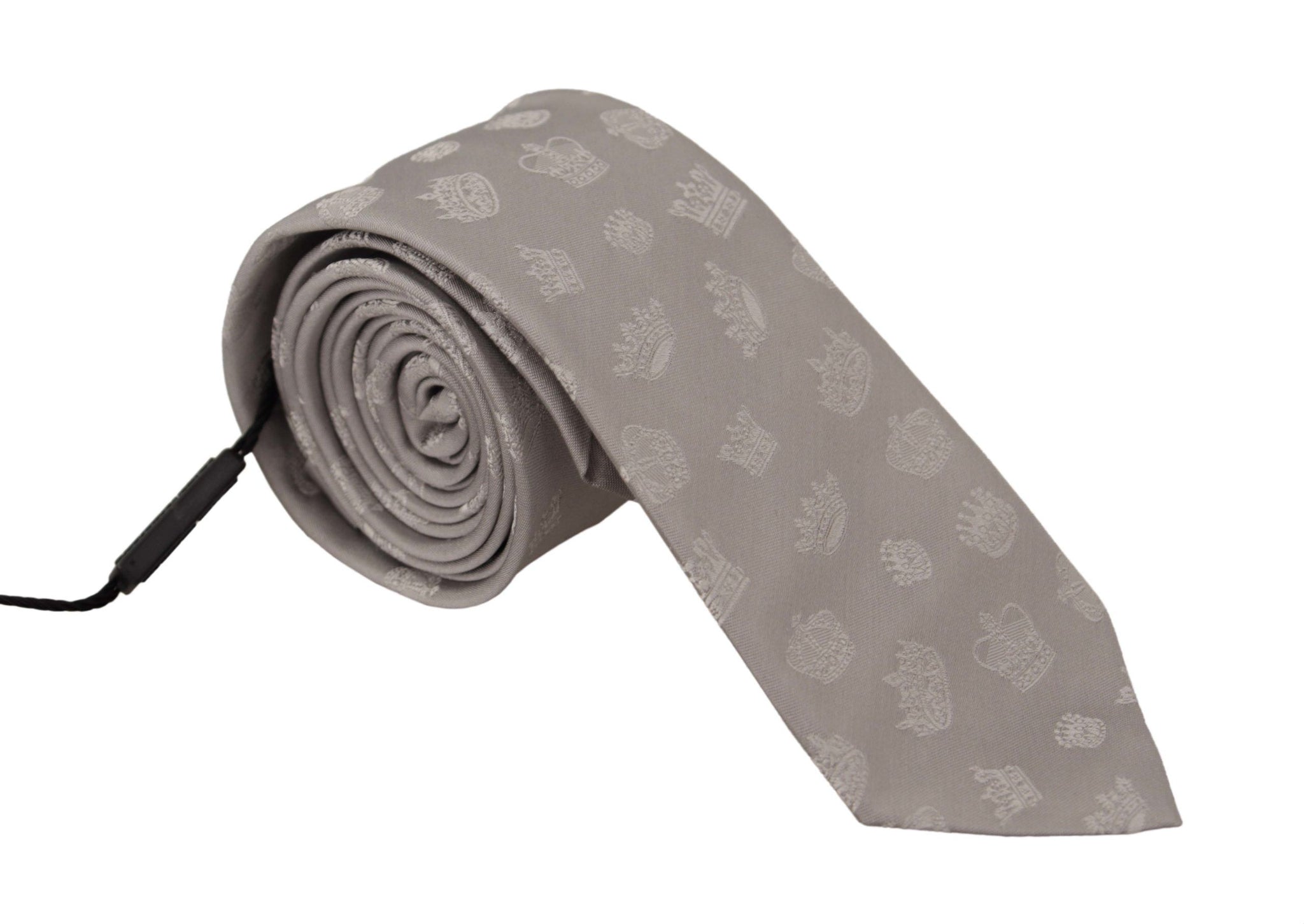 Gray Crown Fantasy Print Silk Adjustable Neck Tie