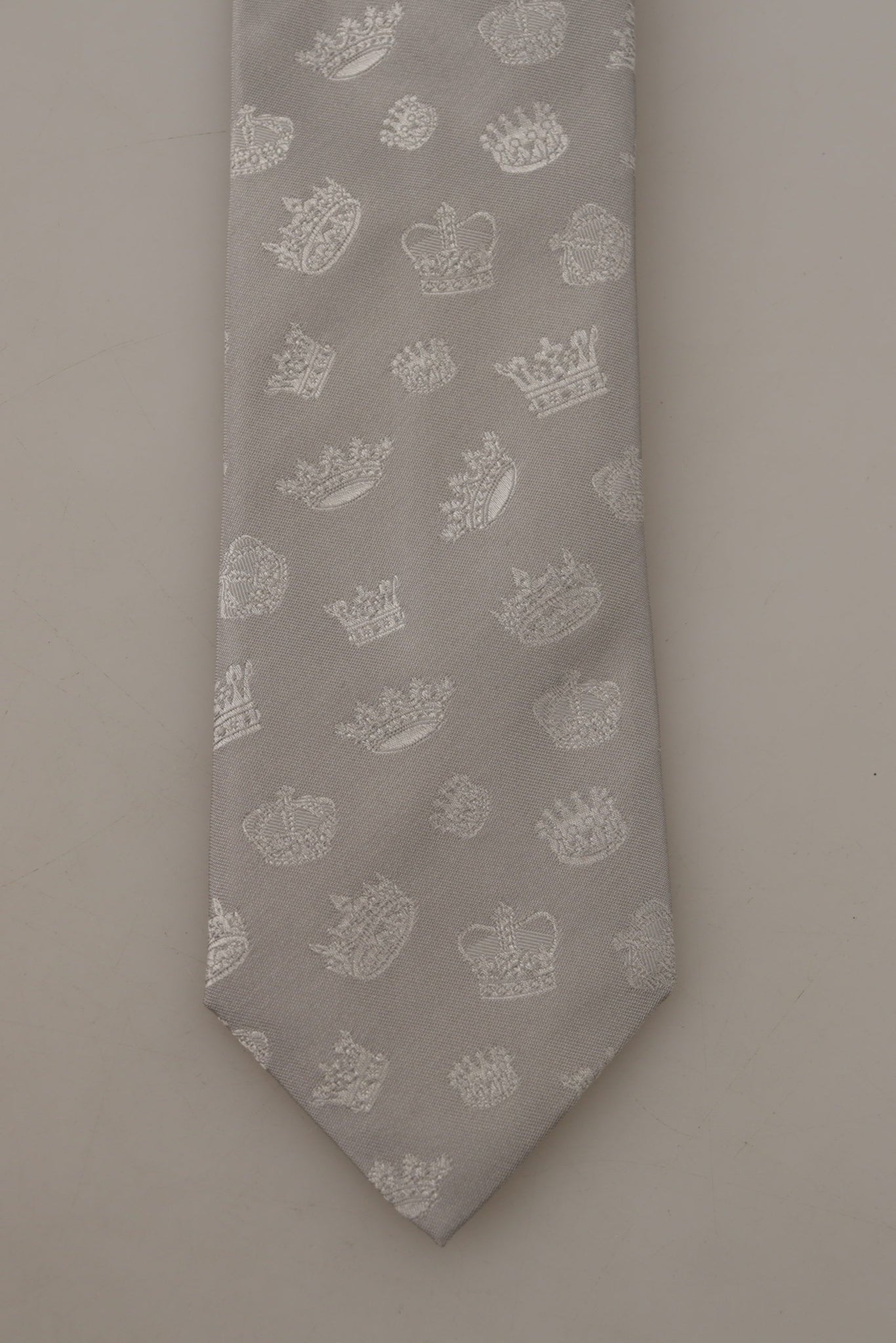 Gray Crown Fantasy Print Silk Adjustable Neck Tie