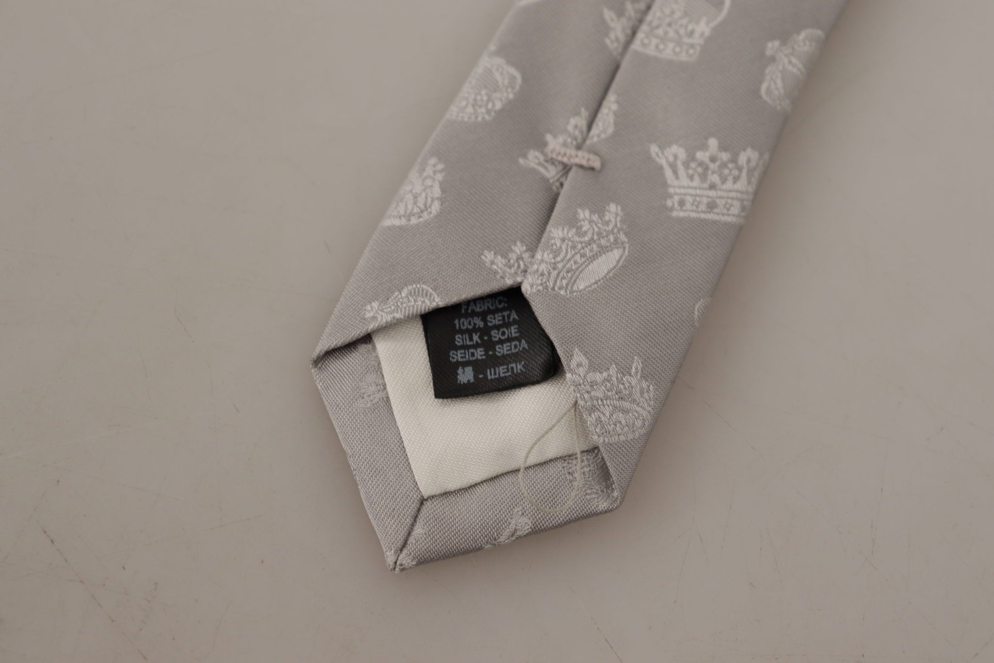 Gray Crown Fantasy Print Silk Adjustable Neck Tie