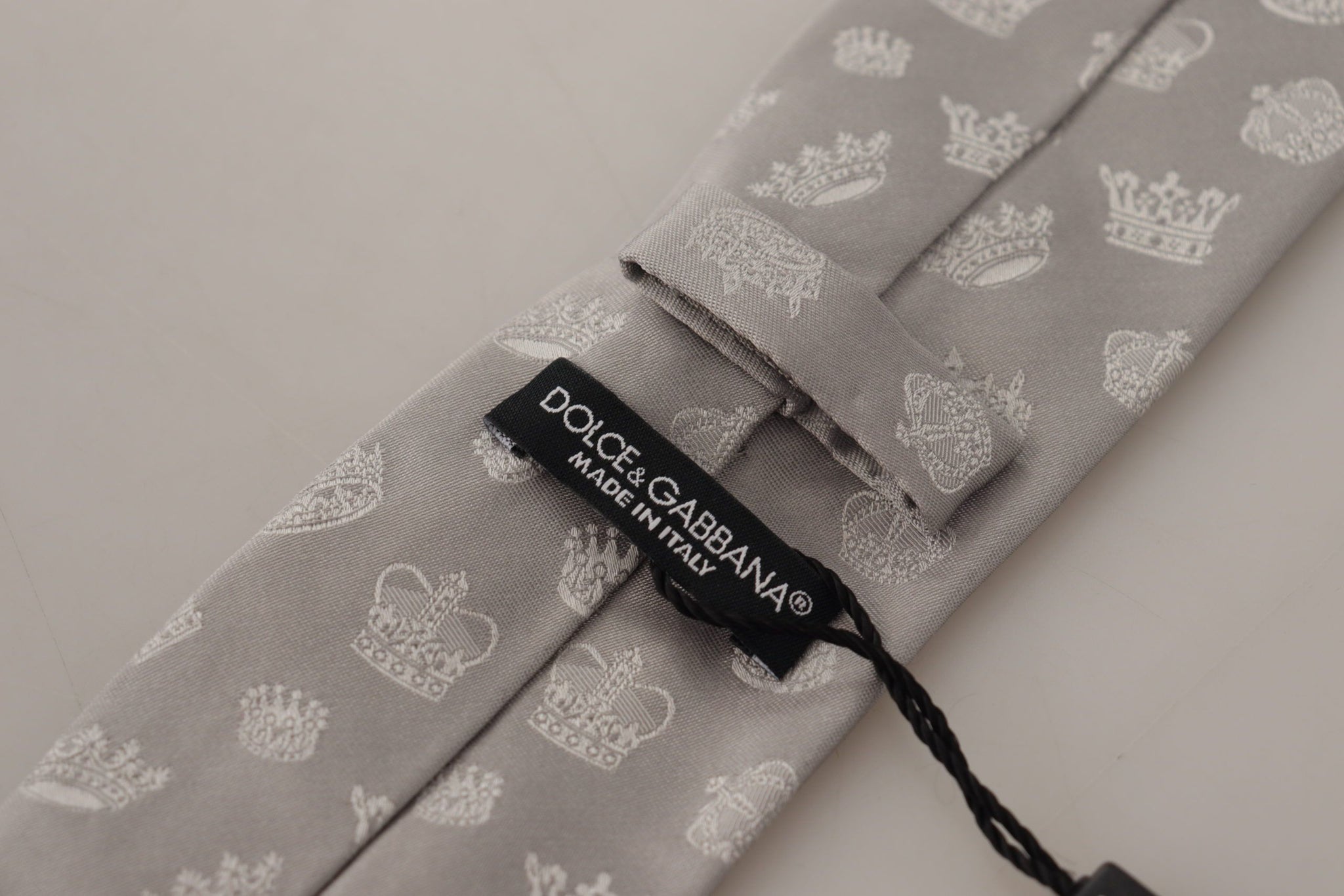 Gray Crown Fantasy Print Silk Adjustable Neck Tie