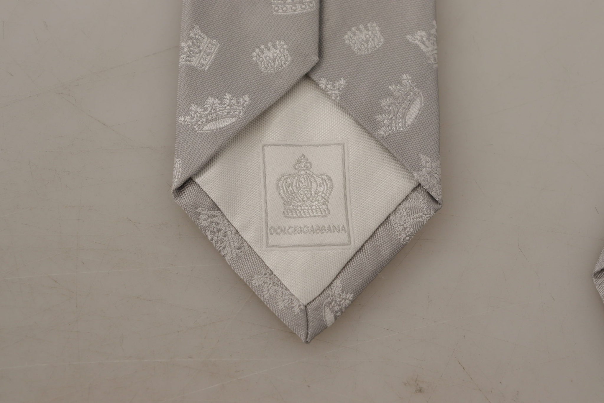 Gray Crown Fantasy Print Silk Adjustable Neck Tie