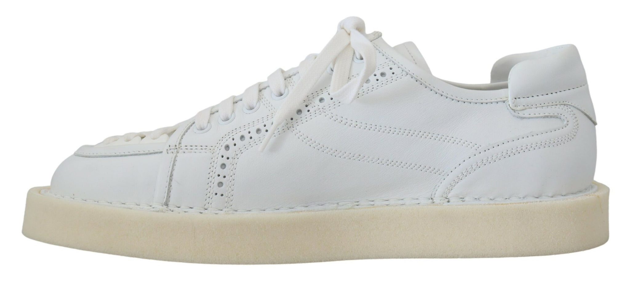 Dolce & Gabbana White Leather Low Top Oxford Sneakers Casual Shoes