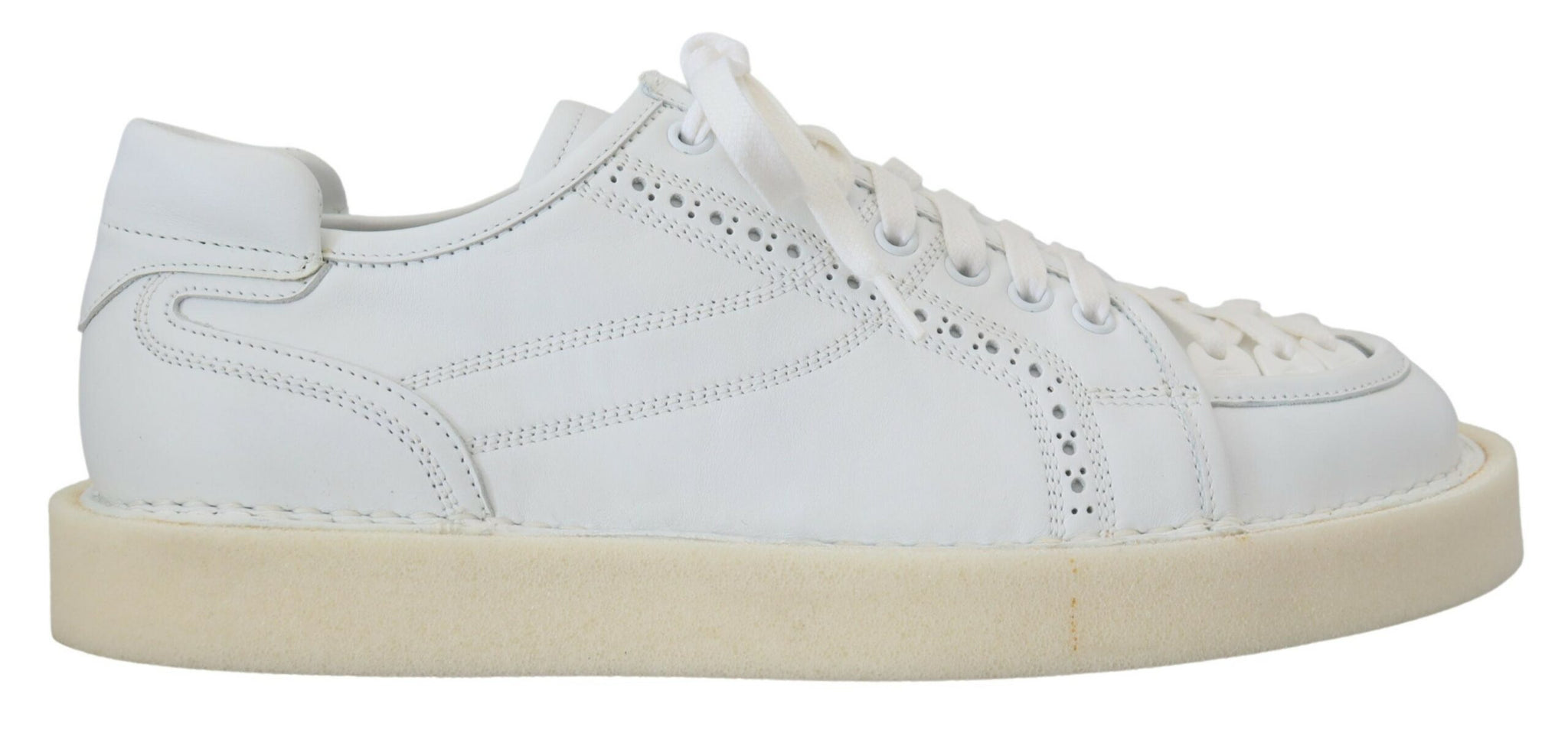 Dolce & Gabbana White Leather Low Top Oxford Sneakers Casual Shoes