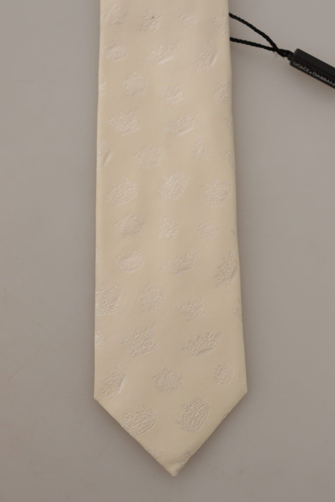 White Crown Print Silk Adjustable Accessory Tie