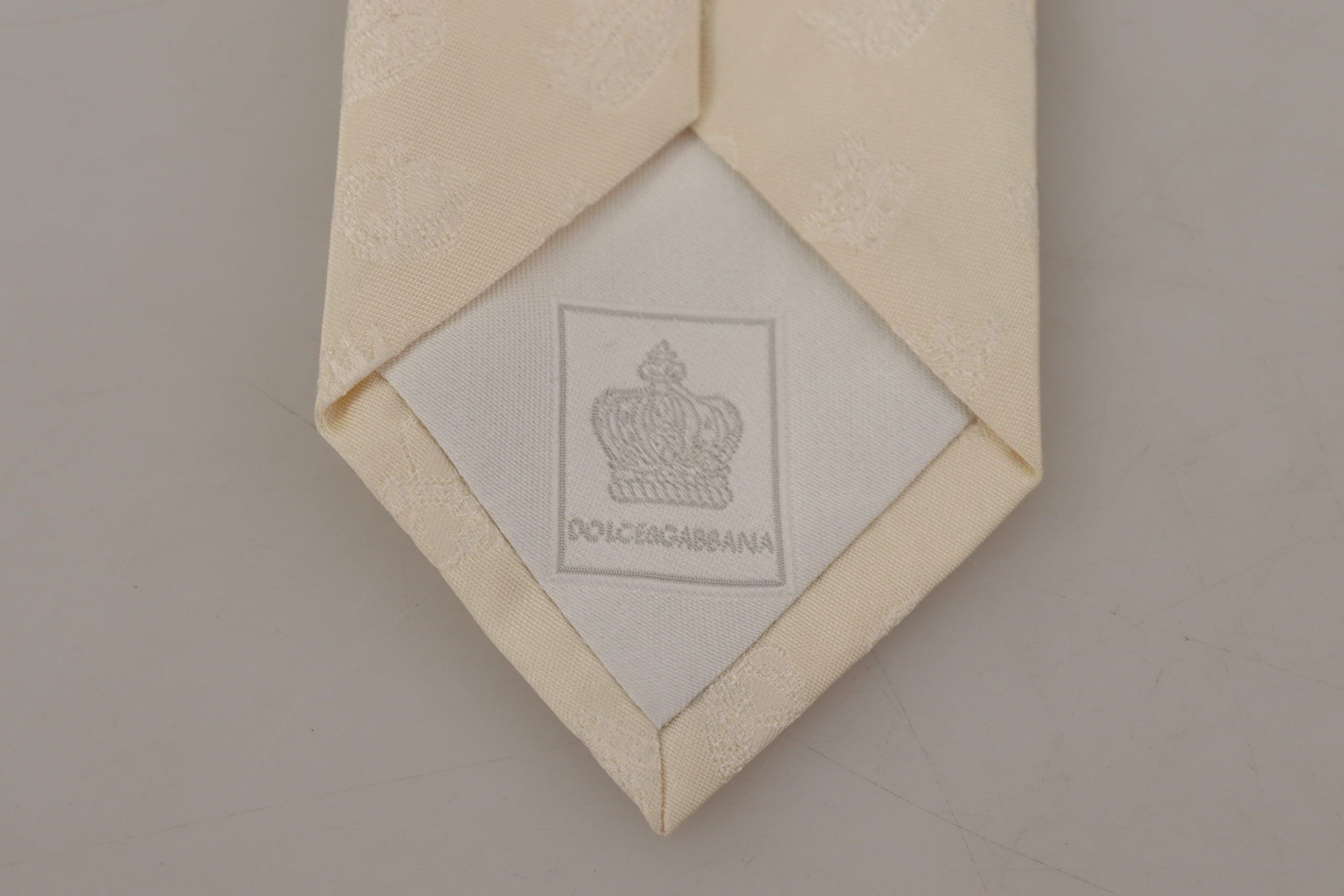 White Crown Print Silk Adjustable Accessory Tie