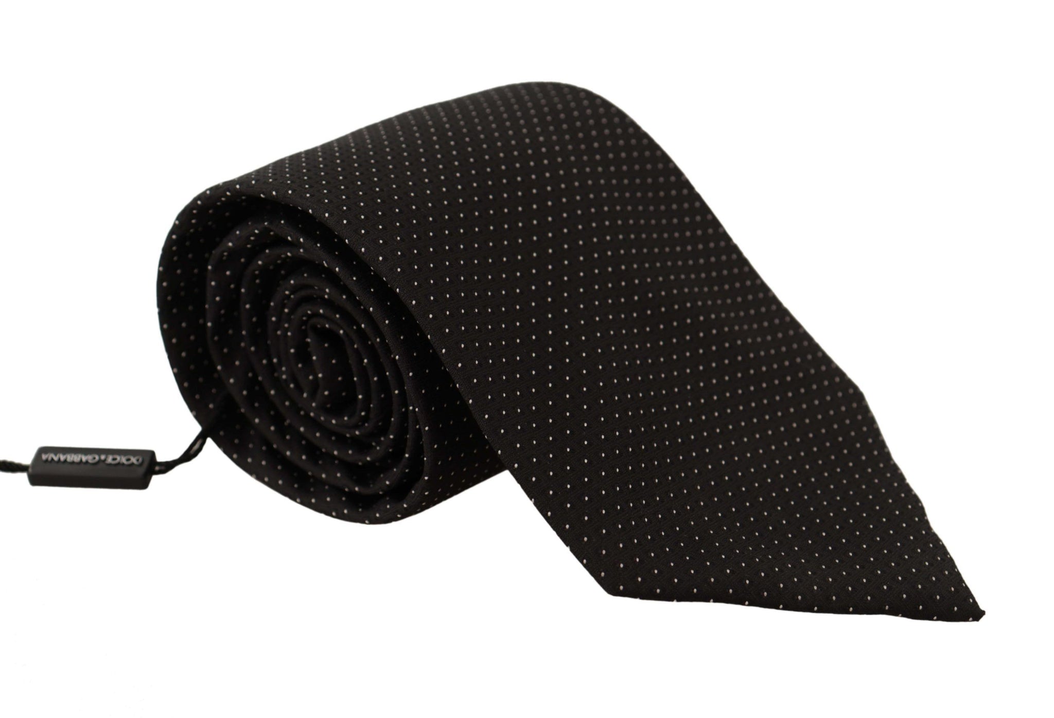 Black White Polka dots Silk Adjustable Tie