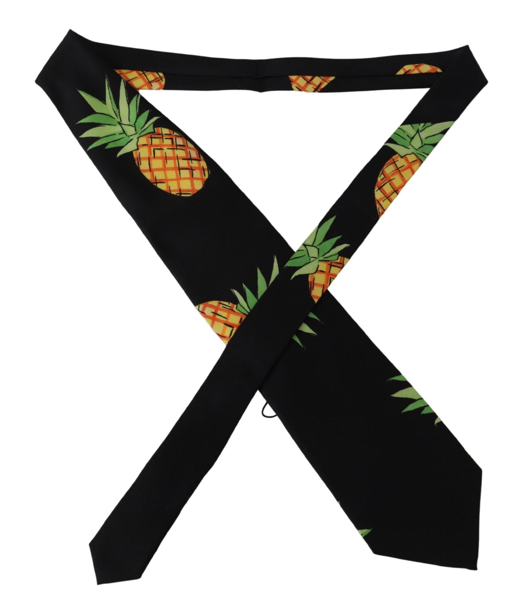 Black Pineapple Print Necktie Accessory Tie