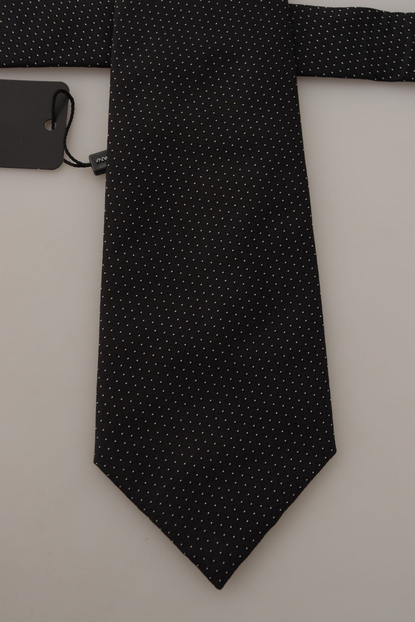 Black White Polka dots Silk Adjustable Tie