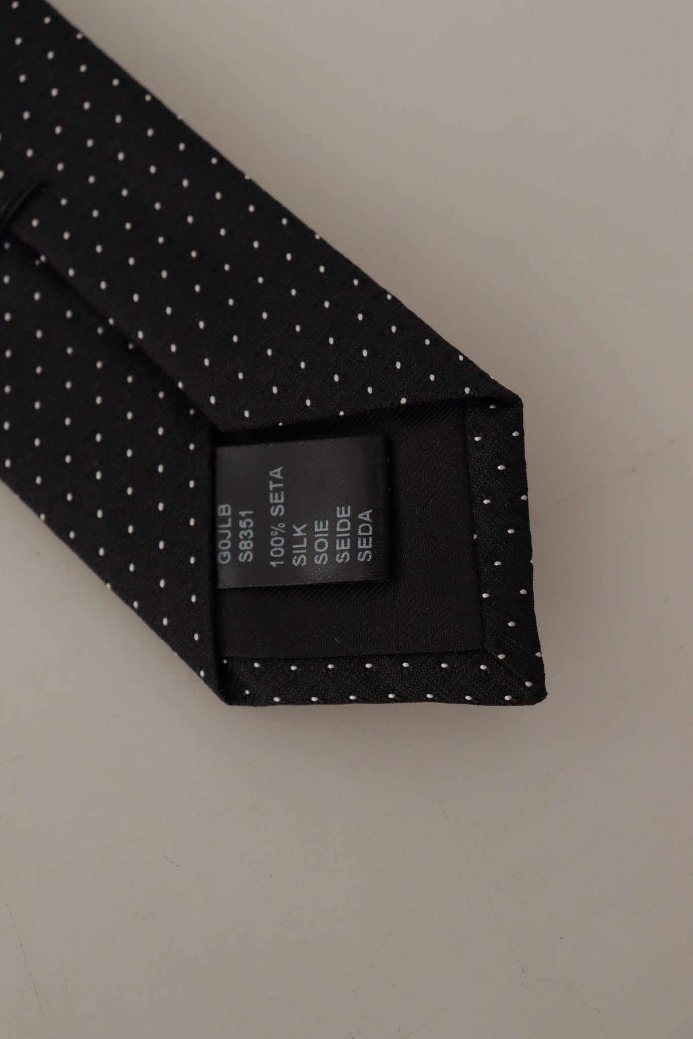 Black White Polka dots Silk Adjustable Tie