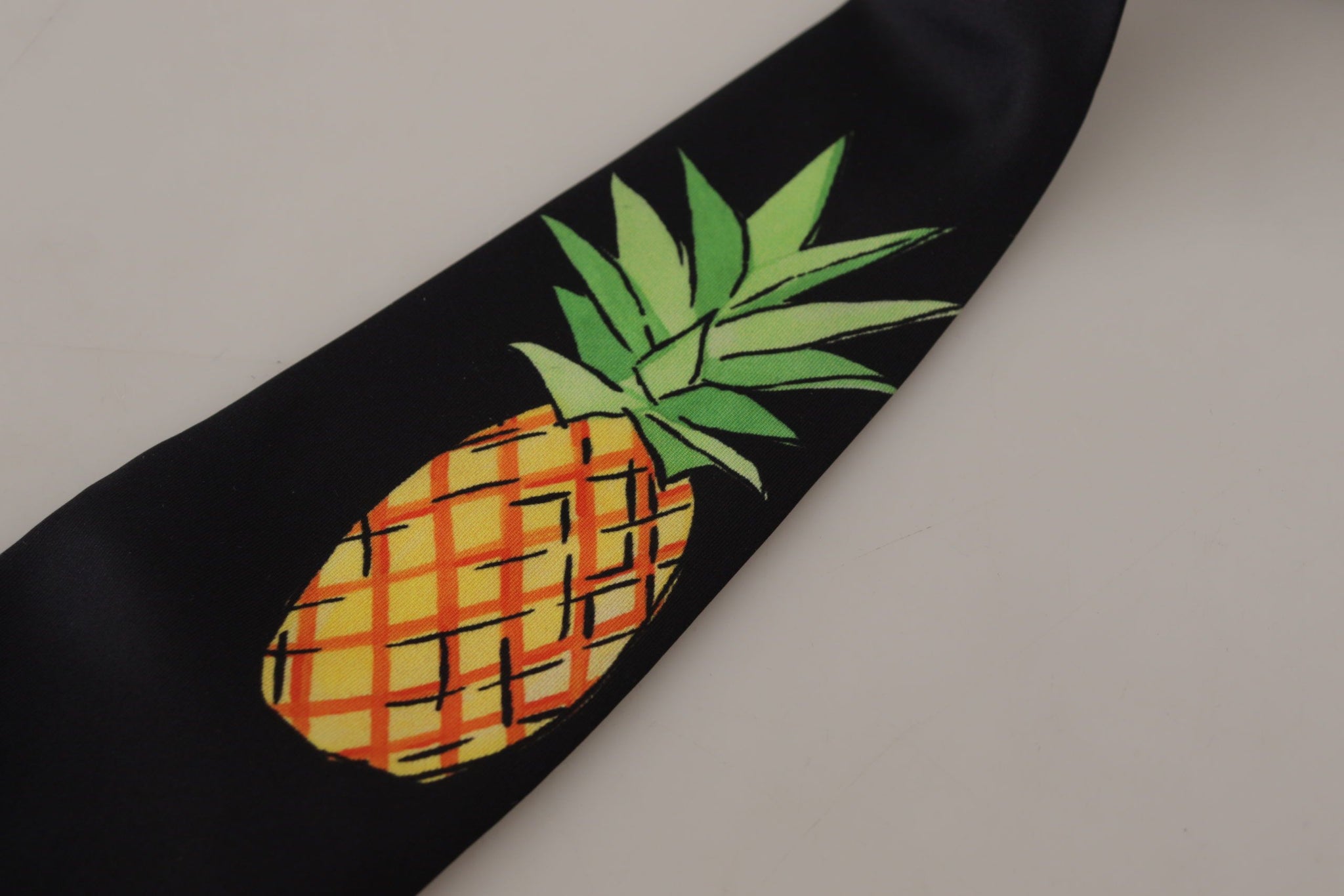 Black Pineapple Print Necktie Accessory Tie