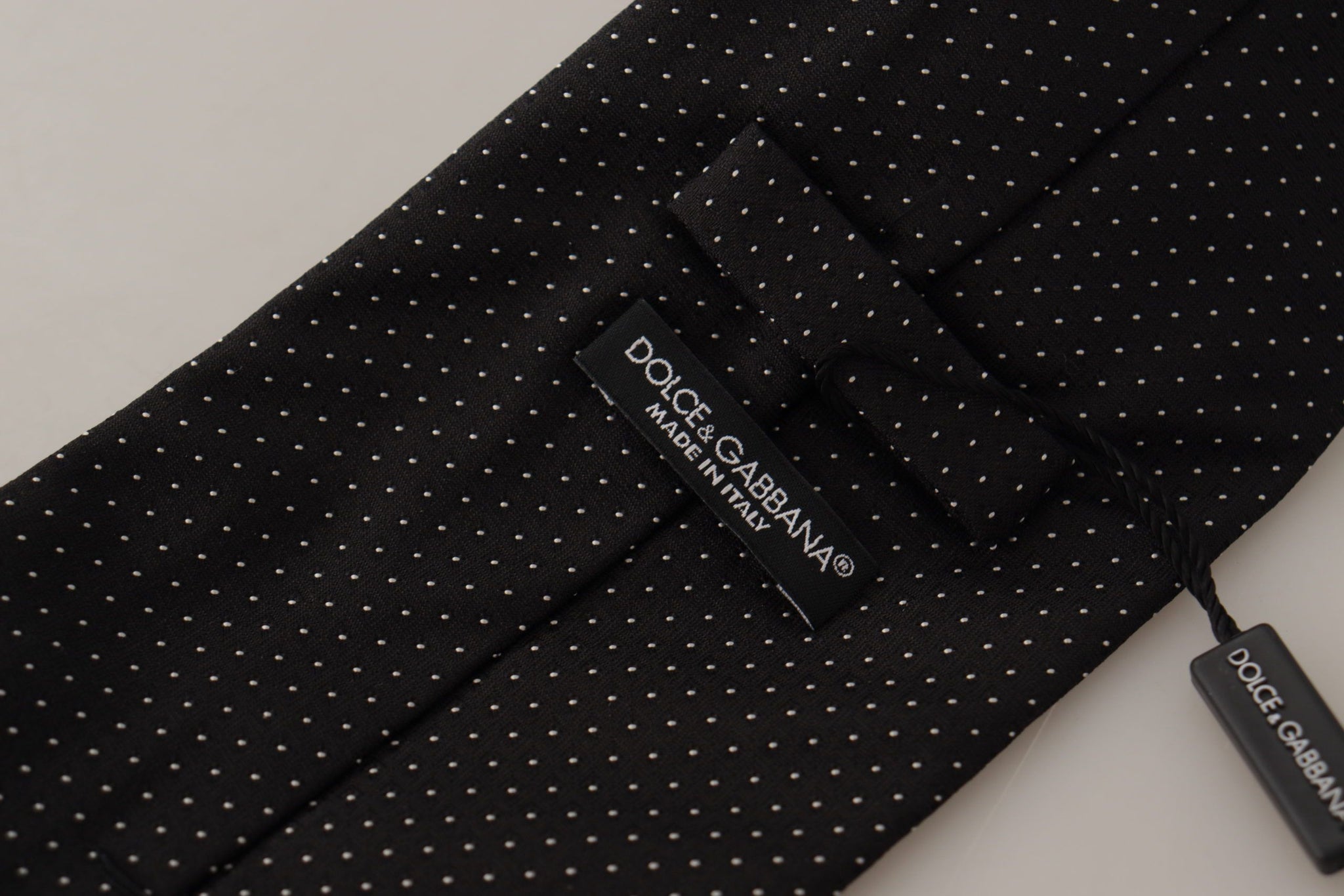 Black White Polka dots Silk Adjustable Tie