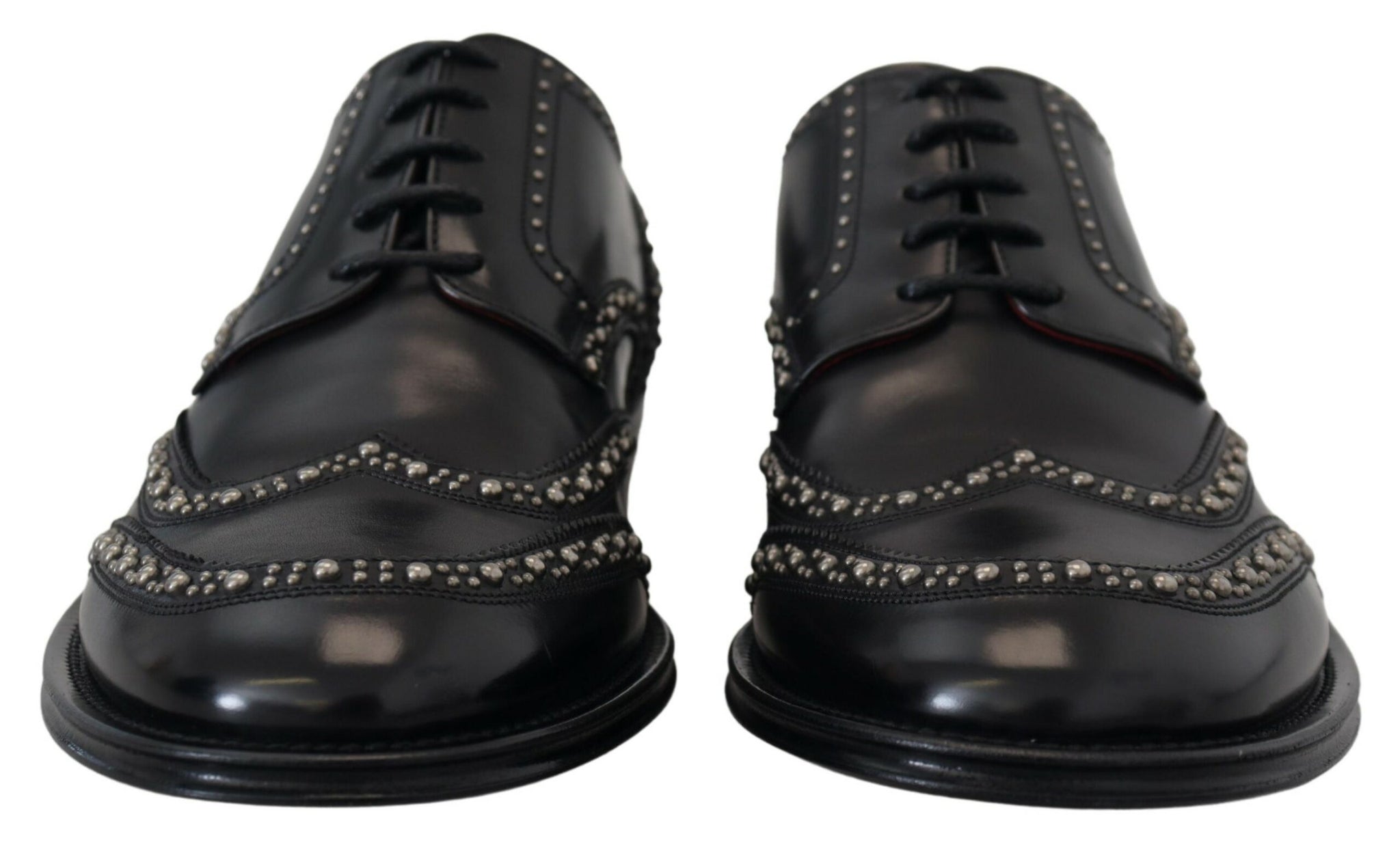 Dolce & Gabbana Black Leather Derby Dress Studded Shoes