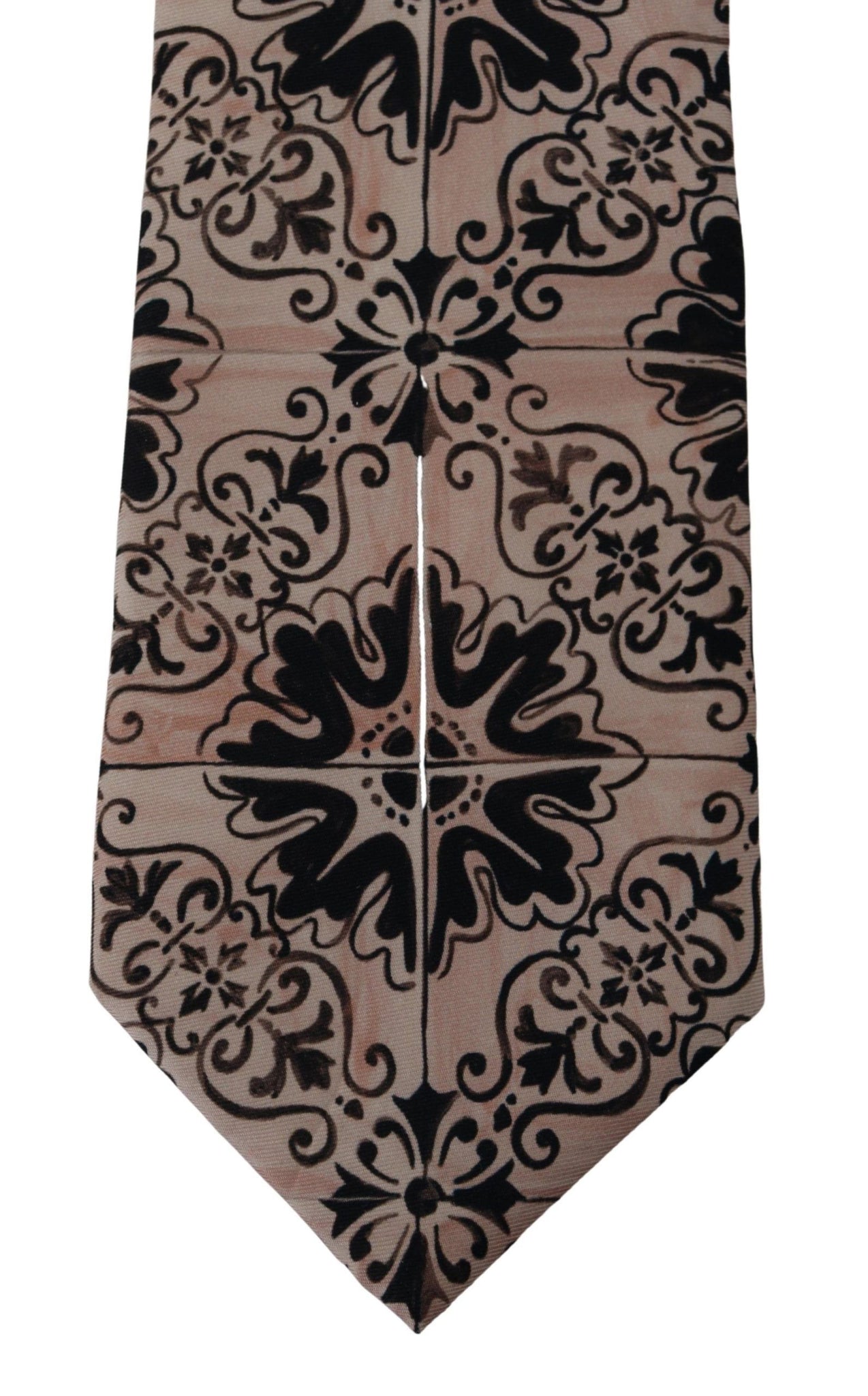 Beige Fantasy Pattern Necktie Accessory Black