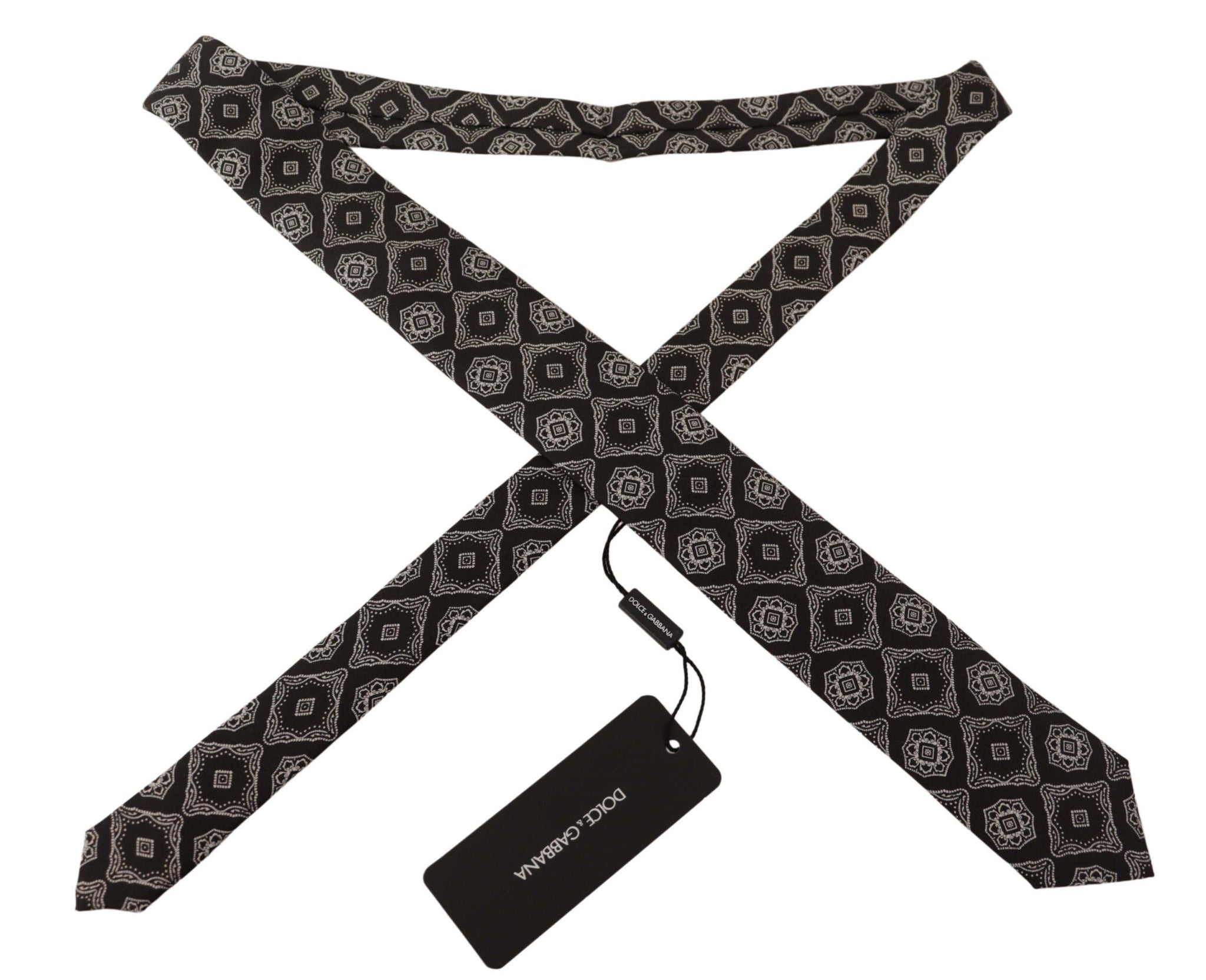 Black White Square Geometric Print Adjustable Accessory Tie