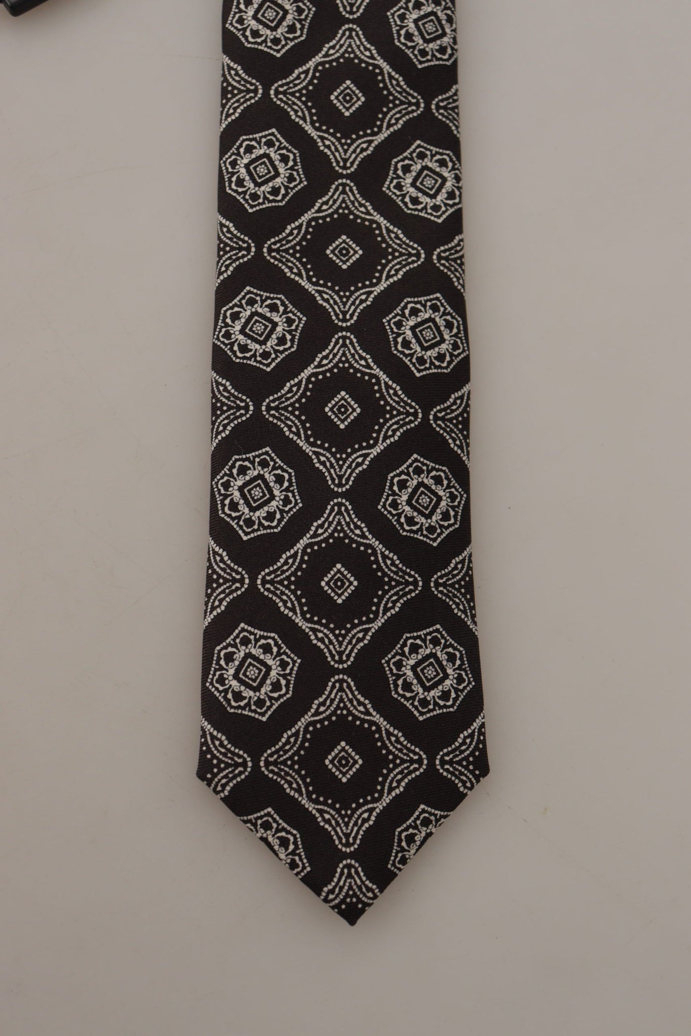 Black White Square Geometric Print Adjustable Accessory Tie