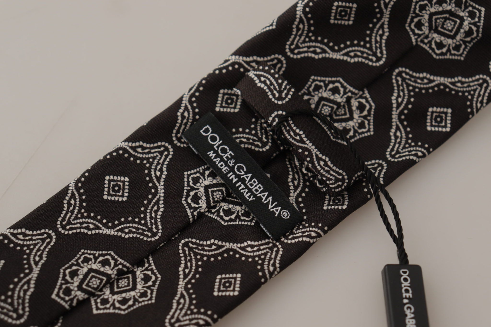 Black White Square Geometric Print Adjustable Accessory Tie