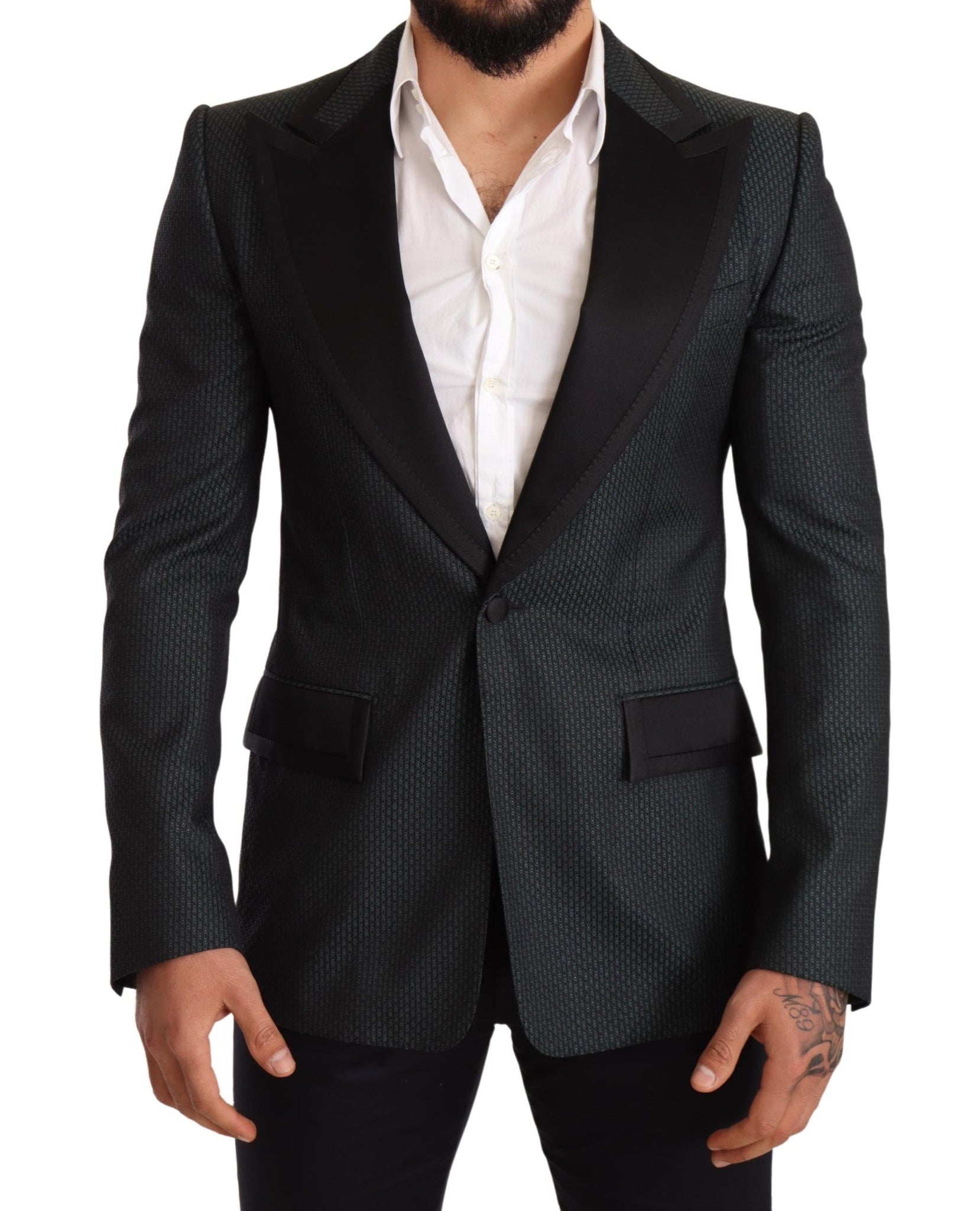 Black Green Slim Fit Coat Jacket Blazer