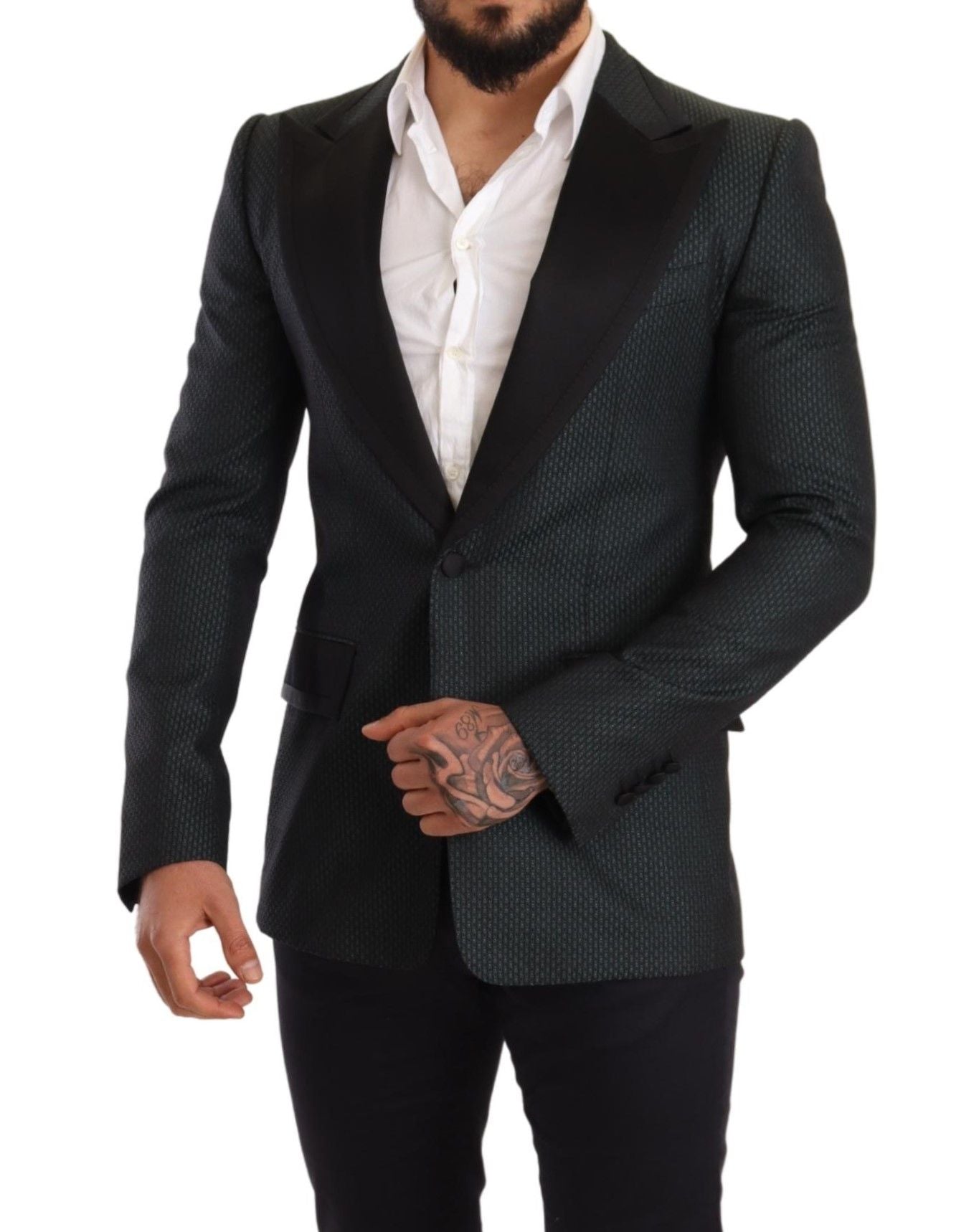 Black Green Slim Fit Coat Jacket Blazer