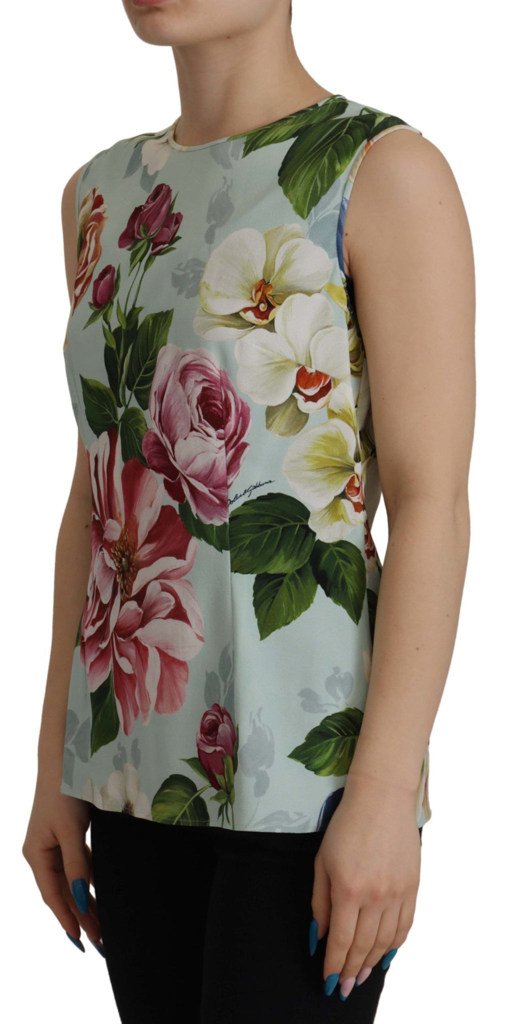 Rose Print Sleeveless Casual Tank Tropical Top