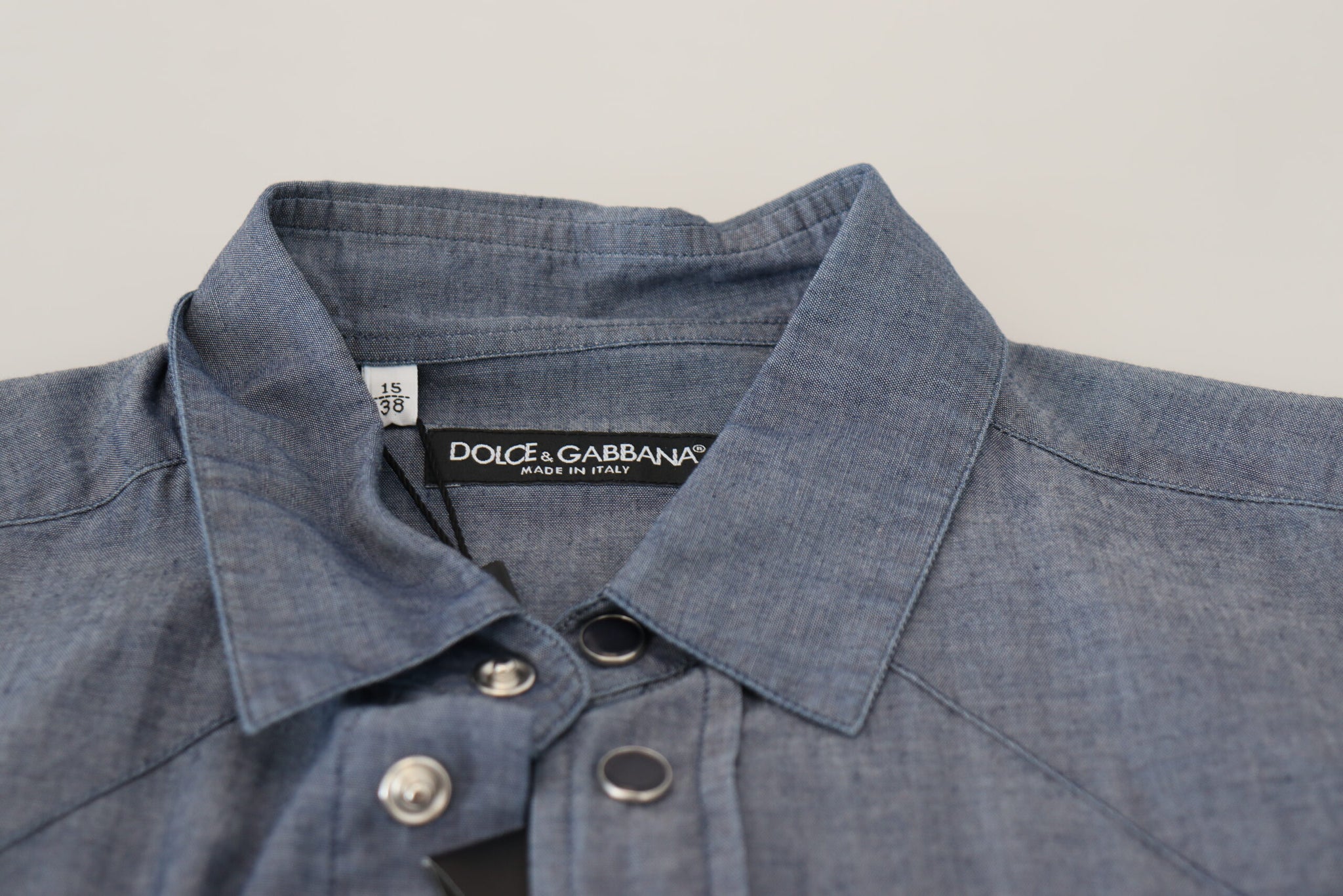 Dolce & Gabbana Blue Cotton Collared Long Sleeve Casual Shirt