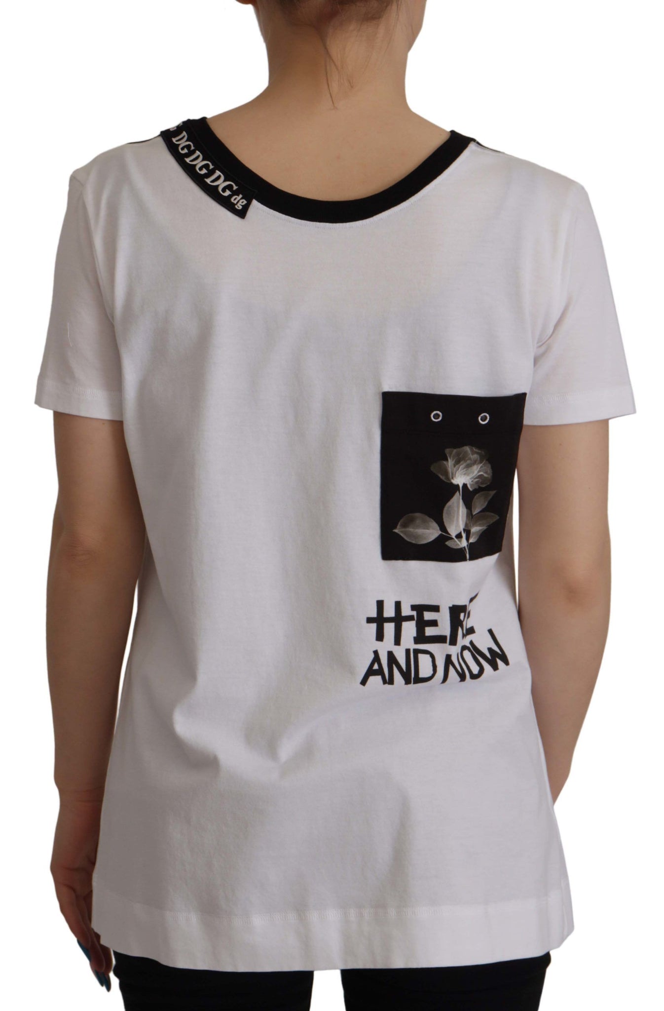 White Slogan Print Round Neck Cotton  T-shirt