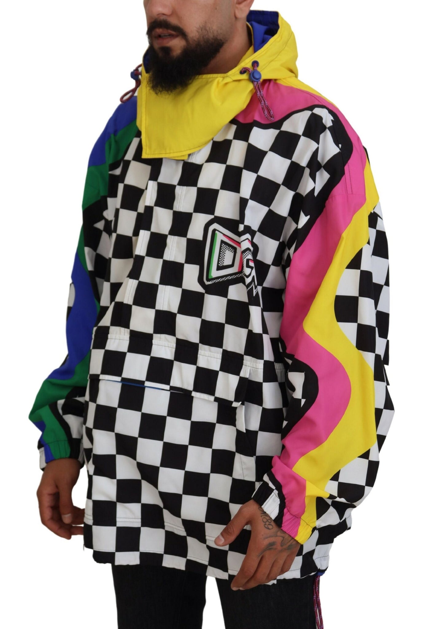 Dolce & Gabbana Multicolor Patterned DG Hooded Jacket