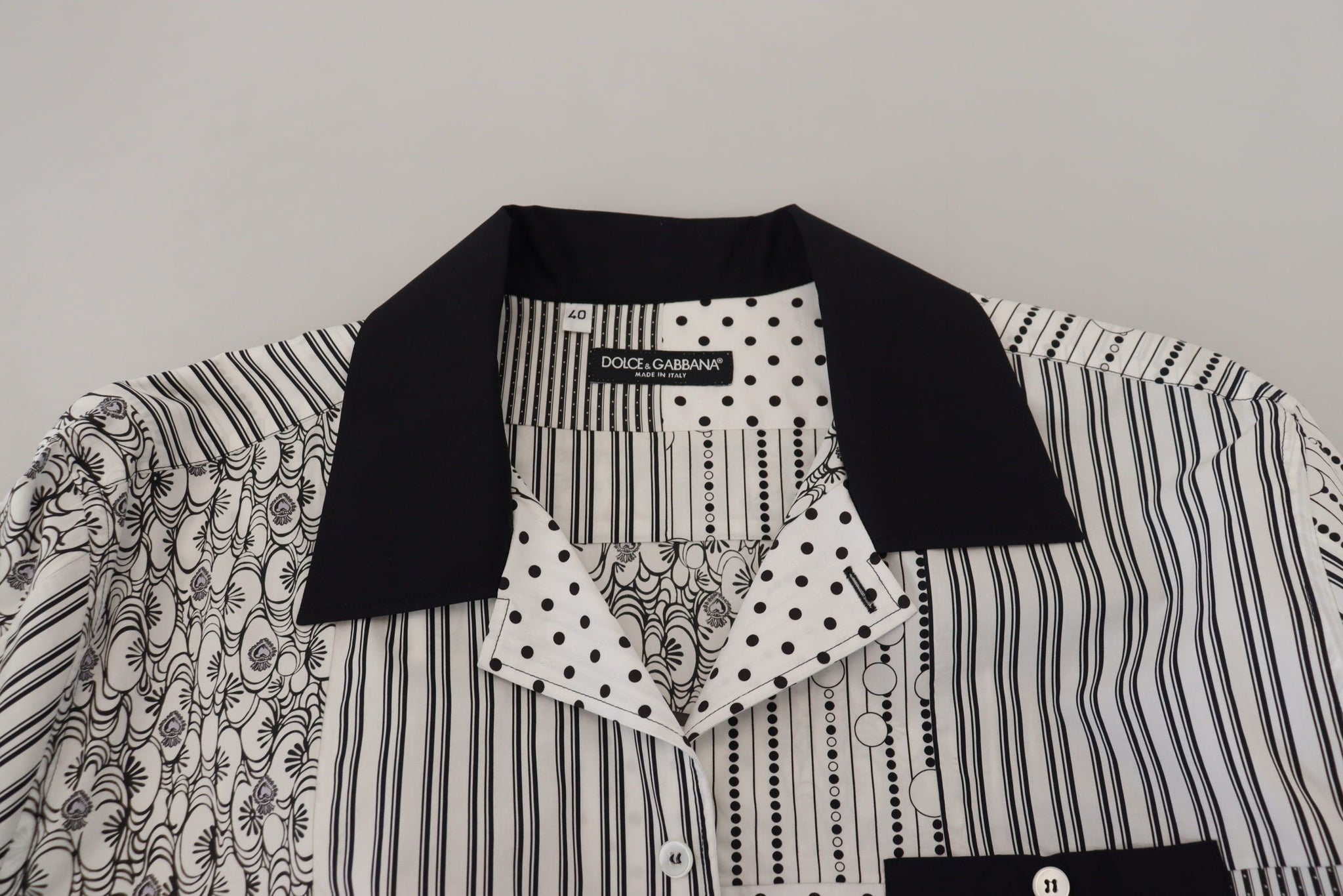 White Black Patterned Button Down Shirt