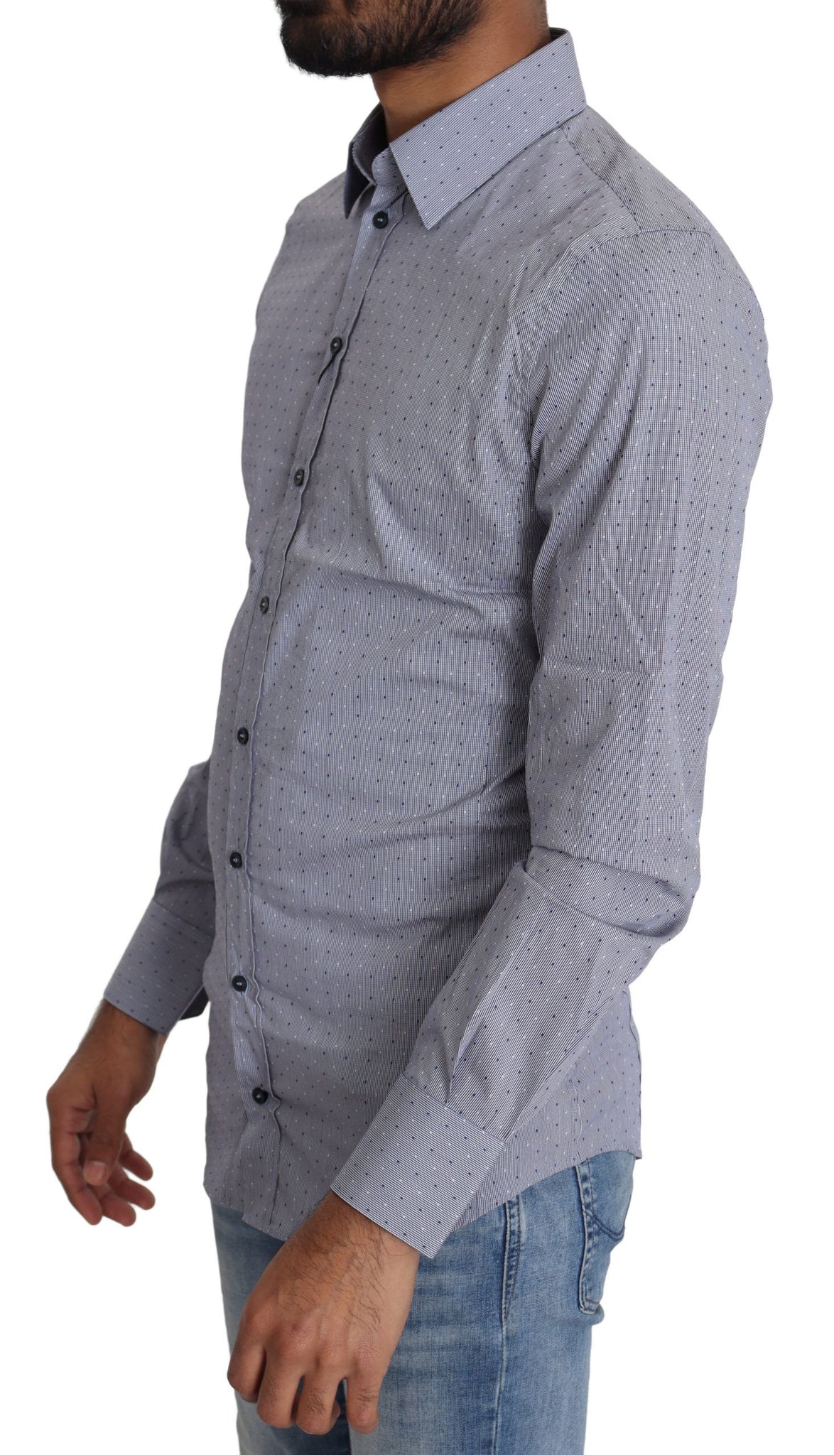 Gray Dotted Semi Fitted Formal SICILIA Shirt