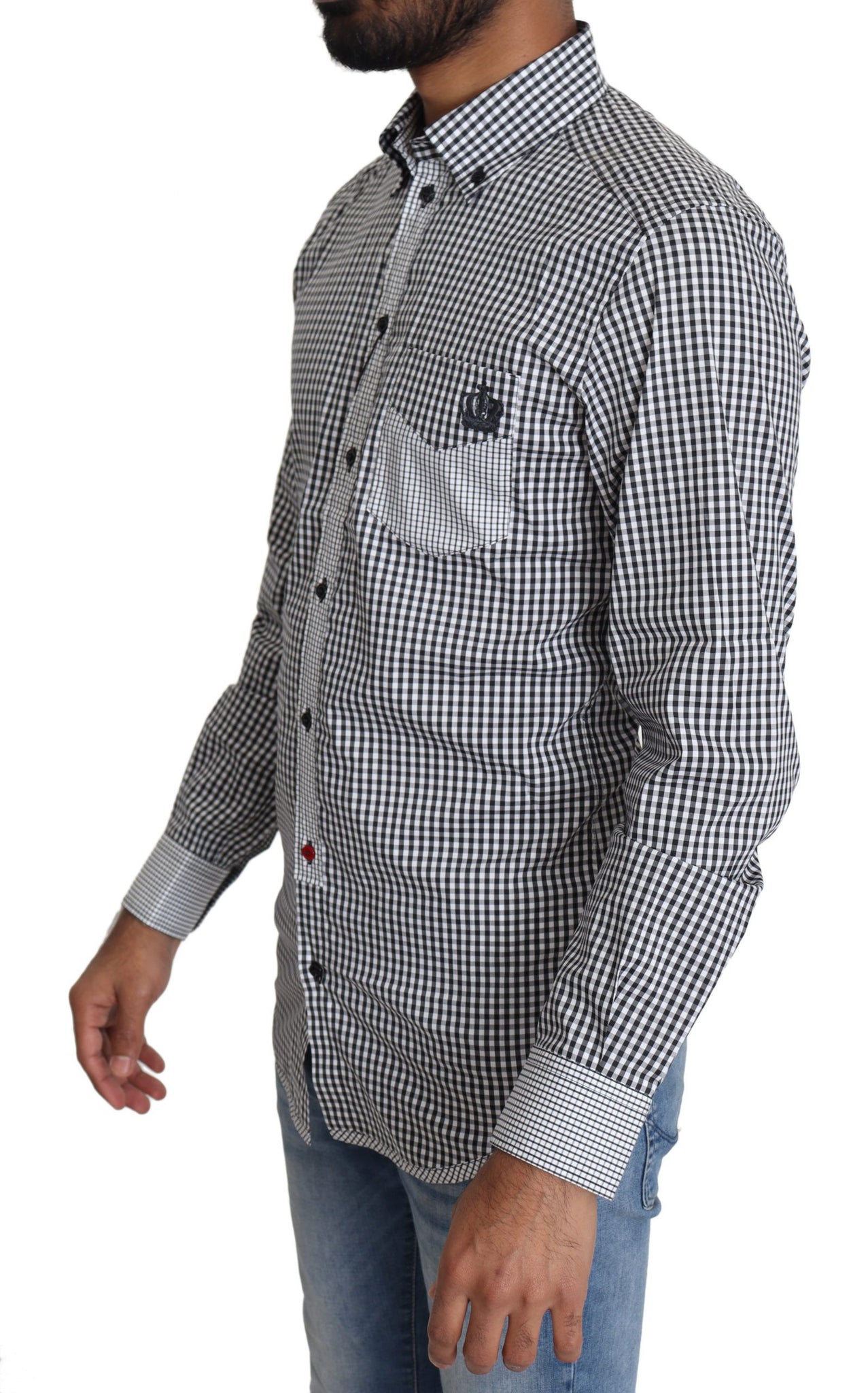 Dolce & Gabbana Black White Checkered Casual Shirt