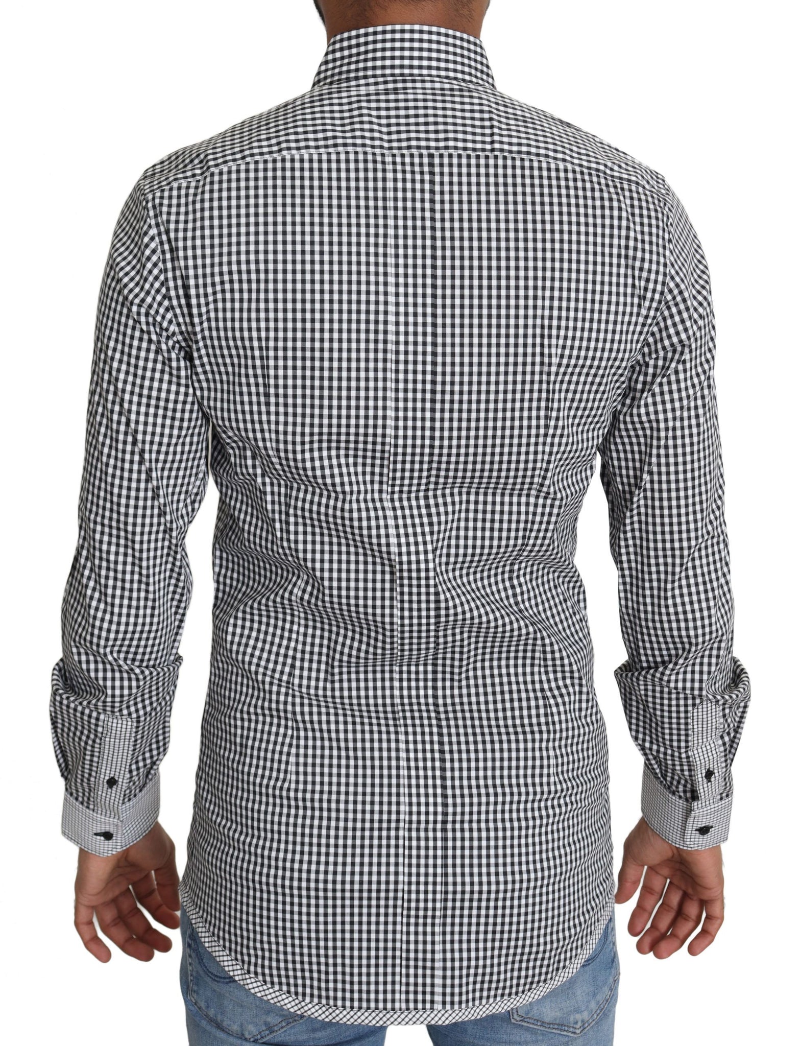 Dolce & Gabbana Black White Checkered Casual Shirt