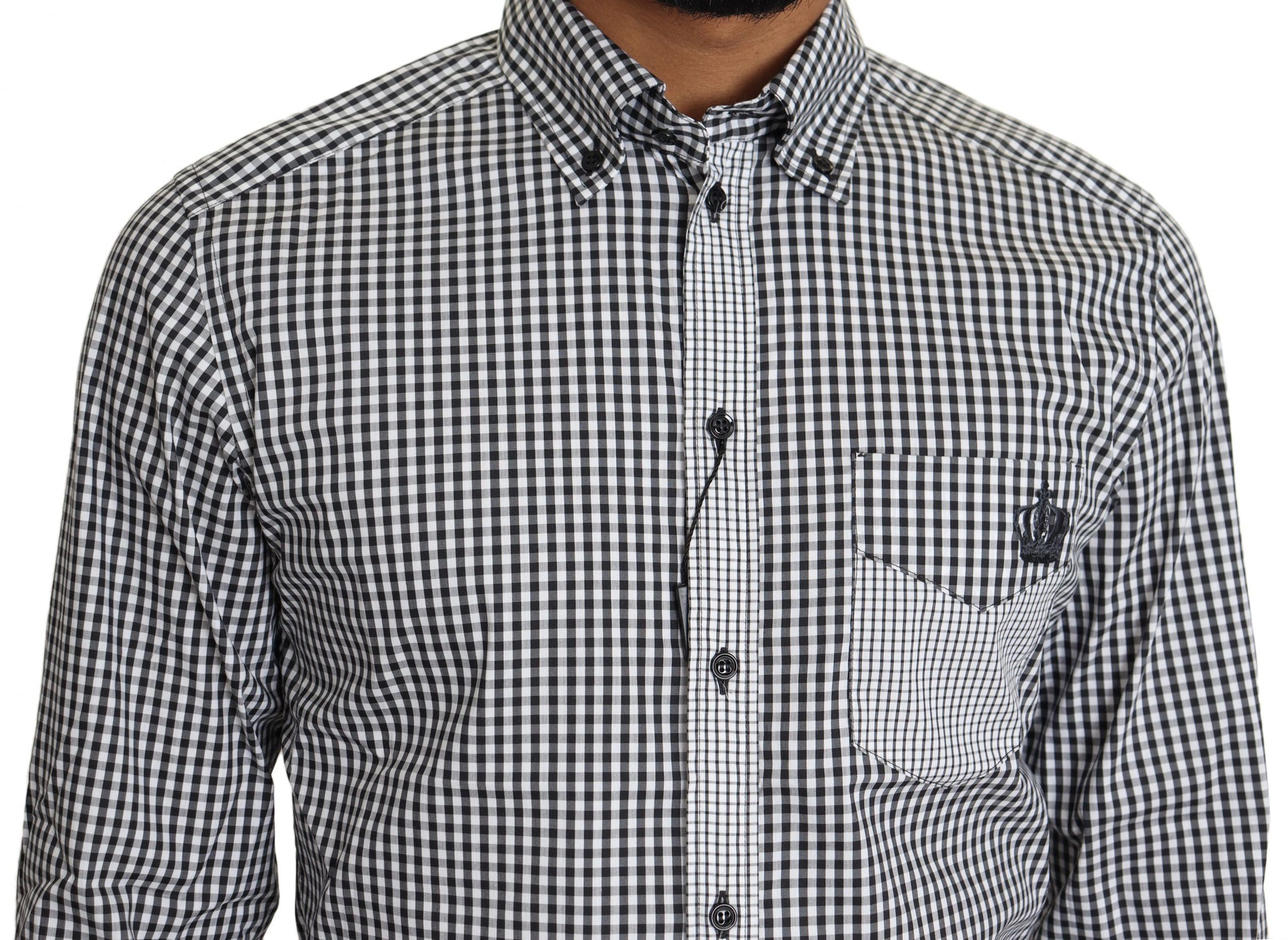 Dolce & Gabbana Black White Checkered Casual Shirt