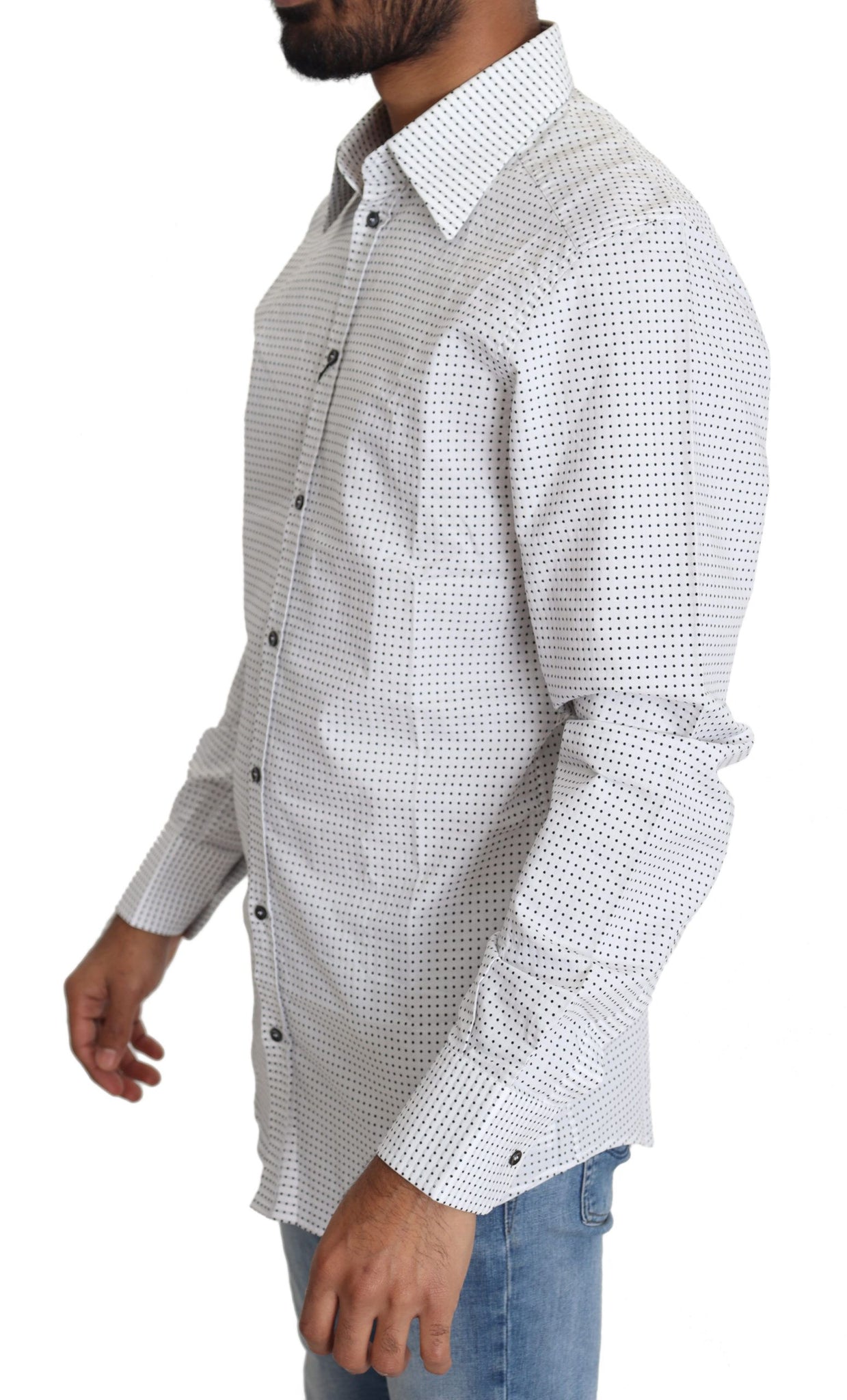 Dolce & Gabbana Black White Polka Dots Dress Shirt