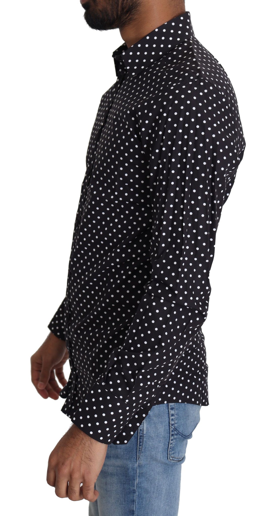 Dolce & Gabbana Black White Polka Dots Casual Shirt