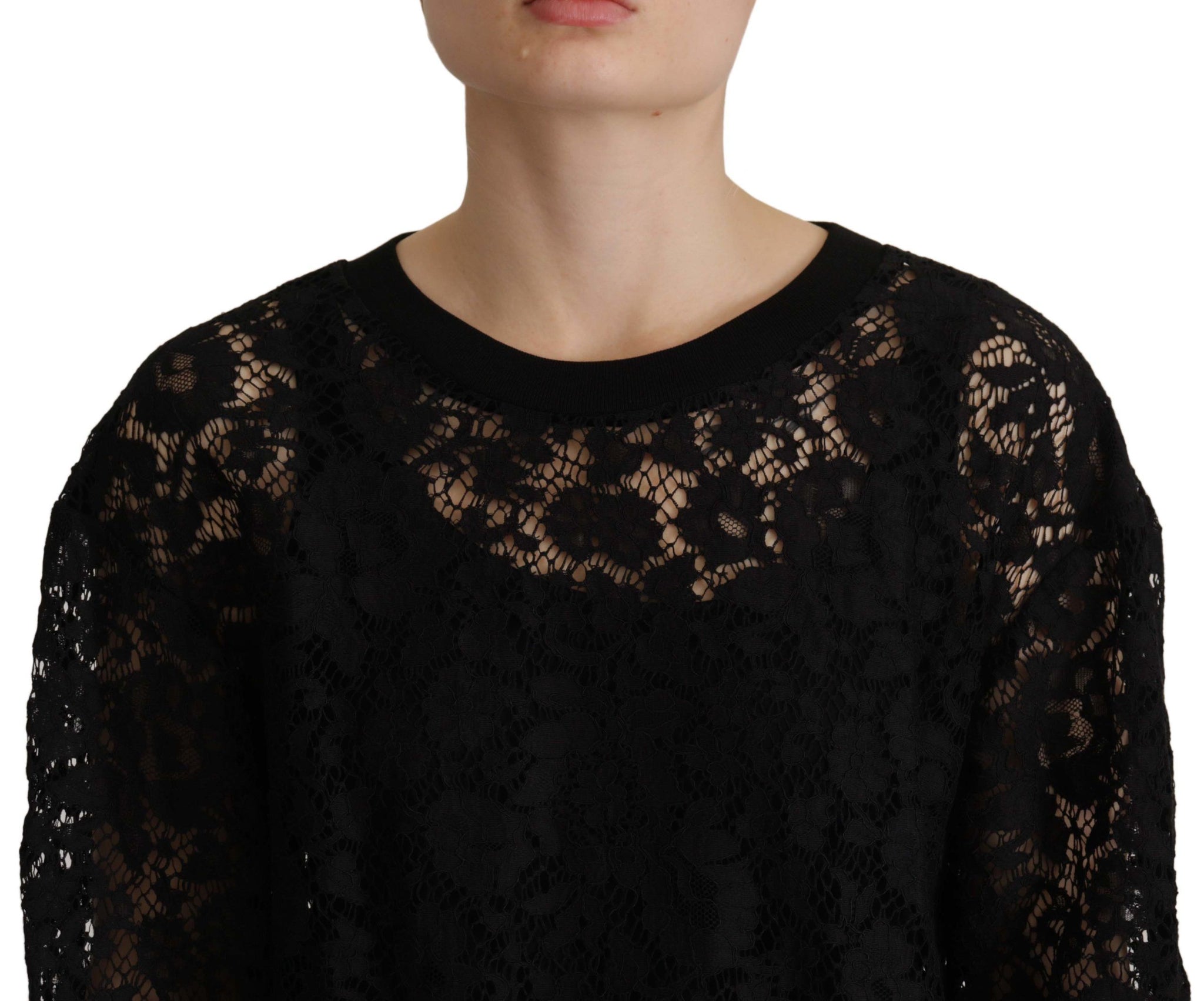 Black Floral Lace Pullover Sicily Blouse