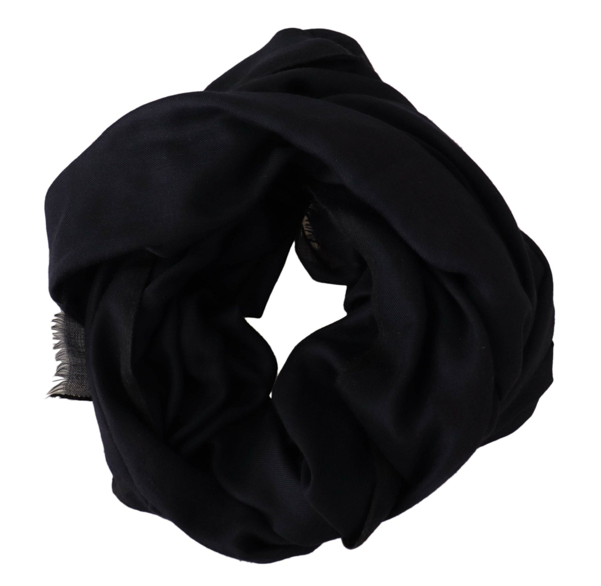 Dolce & Gabbana Black Neck Wrap Fringe Shawl Scarf