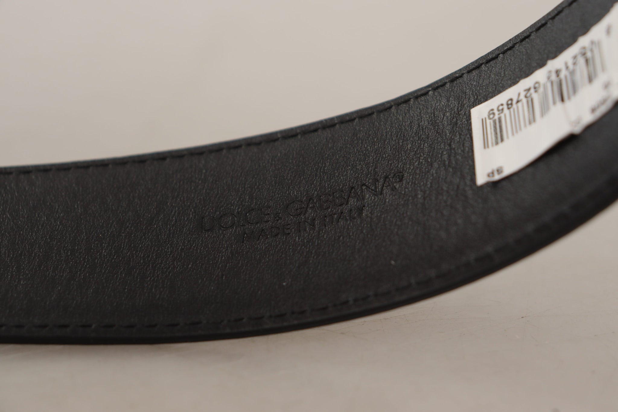 Dolce & Gabbana Black Patent Leather Logo Engraved Buckle Belt