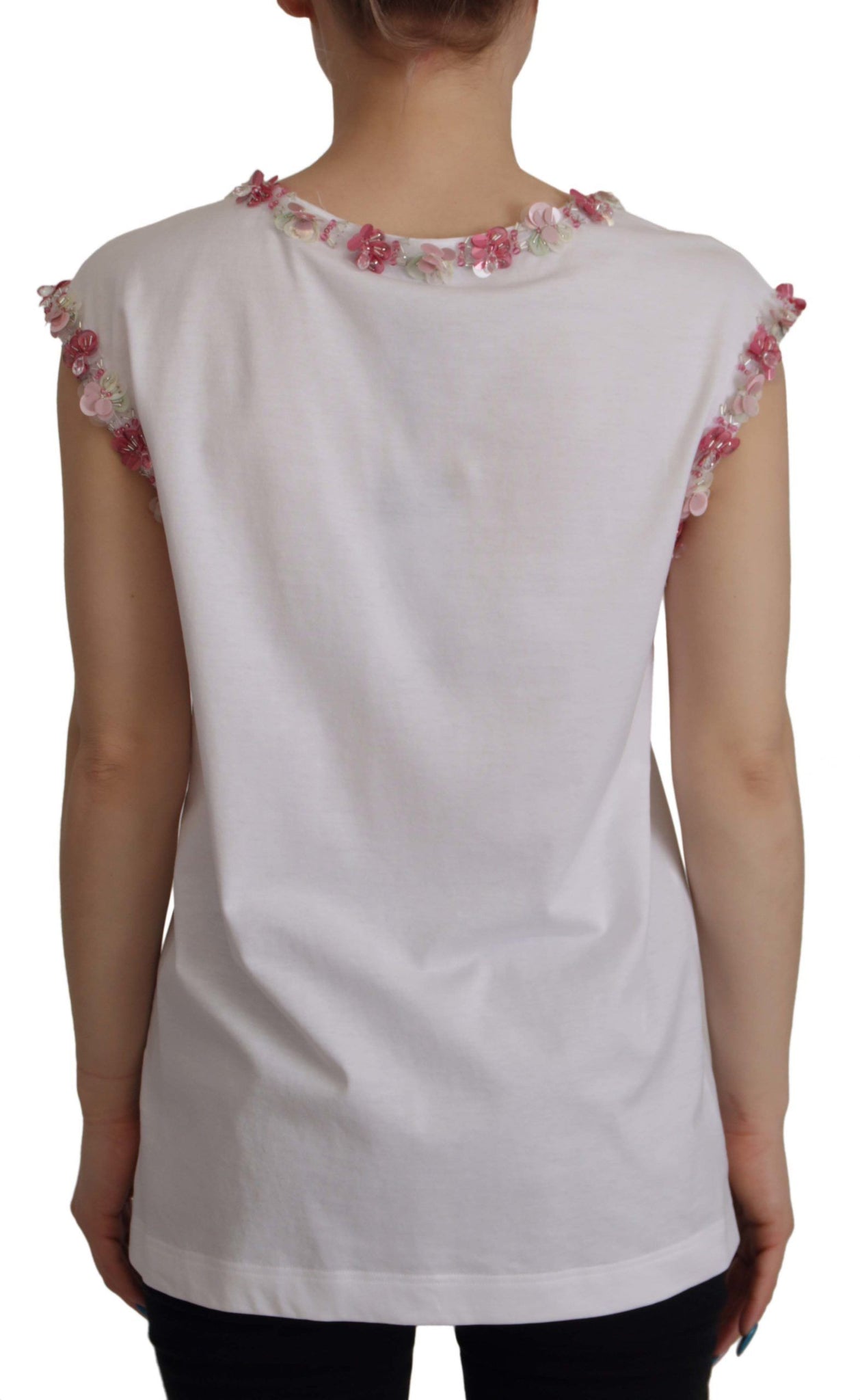 White DG Crown Floral Sequin T-shirt