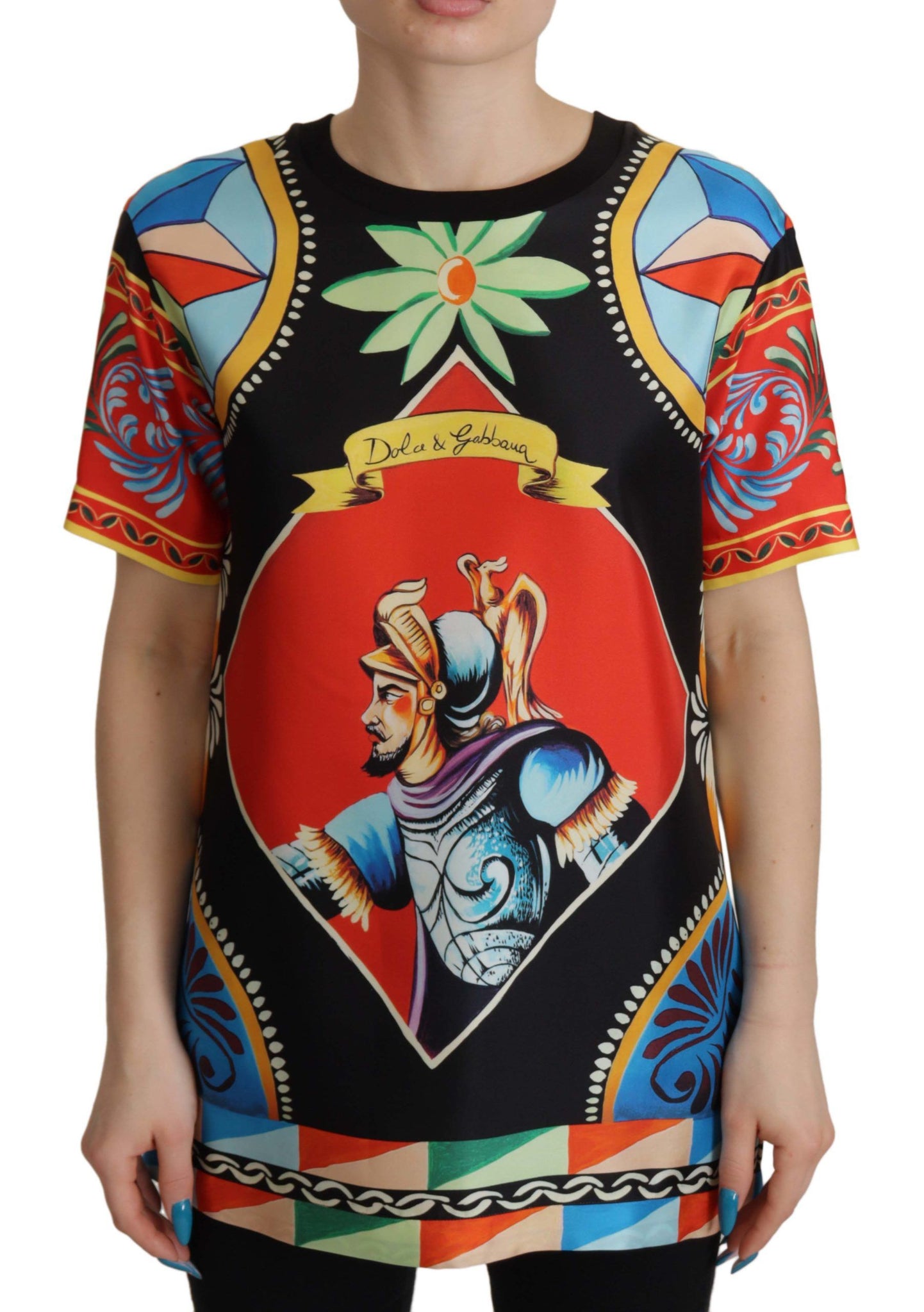 Multicolor Soldier Carretto Silk Top  T-shirt