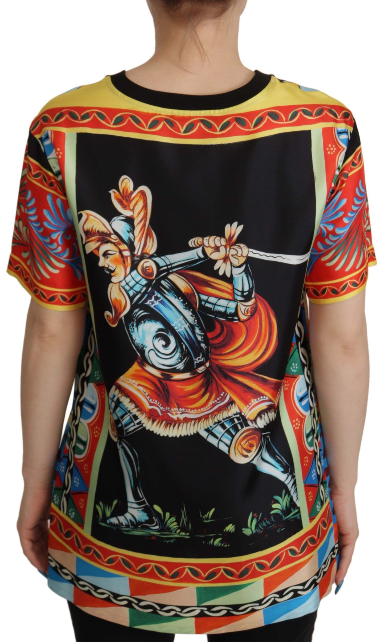 Multicolor Soldier Carretto Silk Top  T-shirt