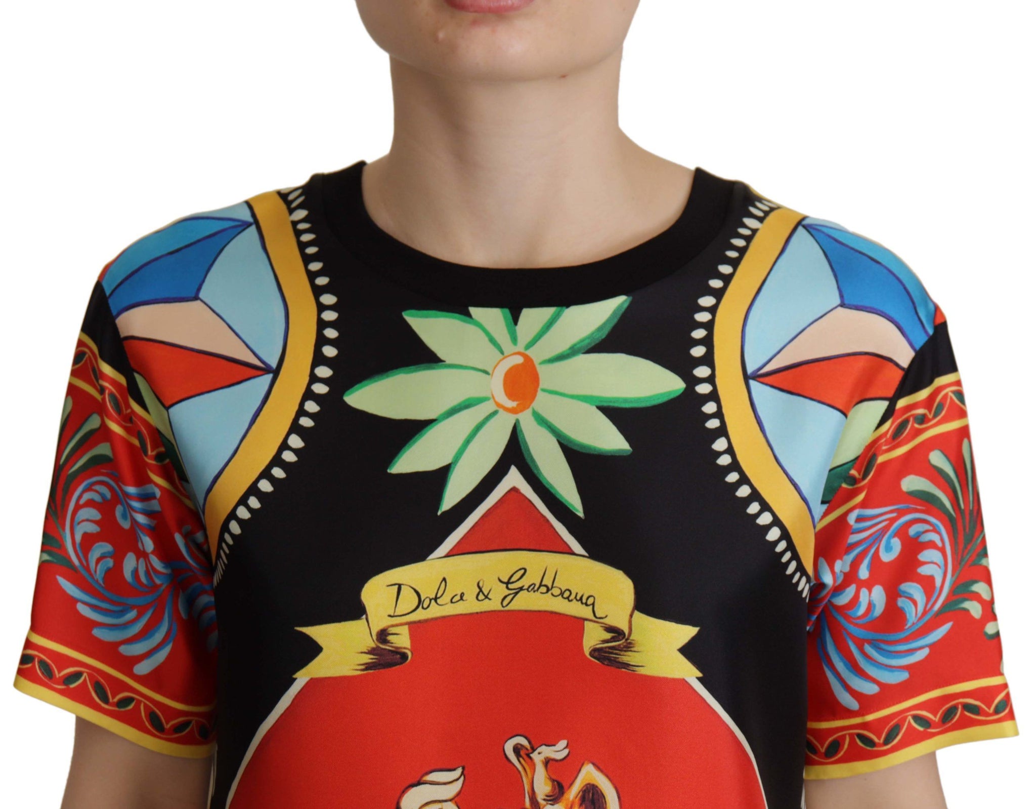 Multicolor Soldier Carretto Silk Top  T-shirt