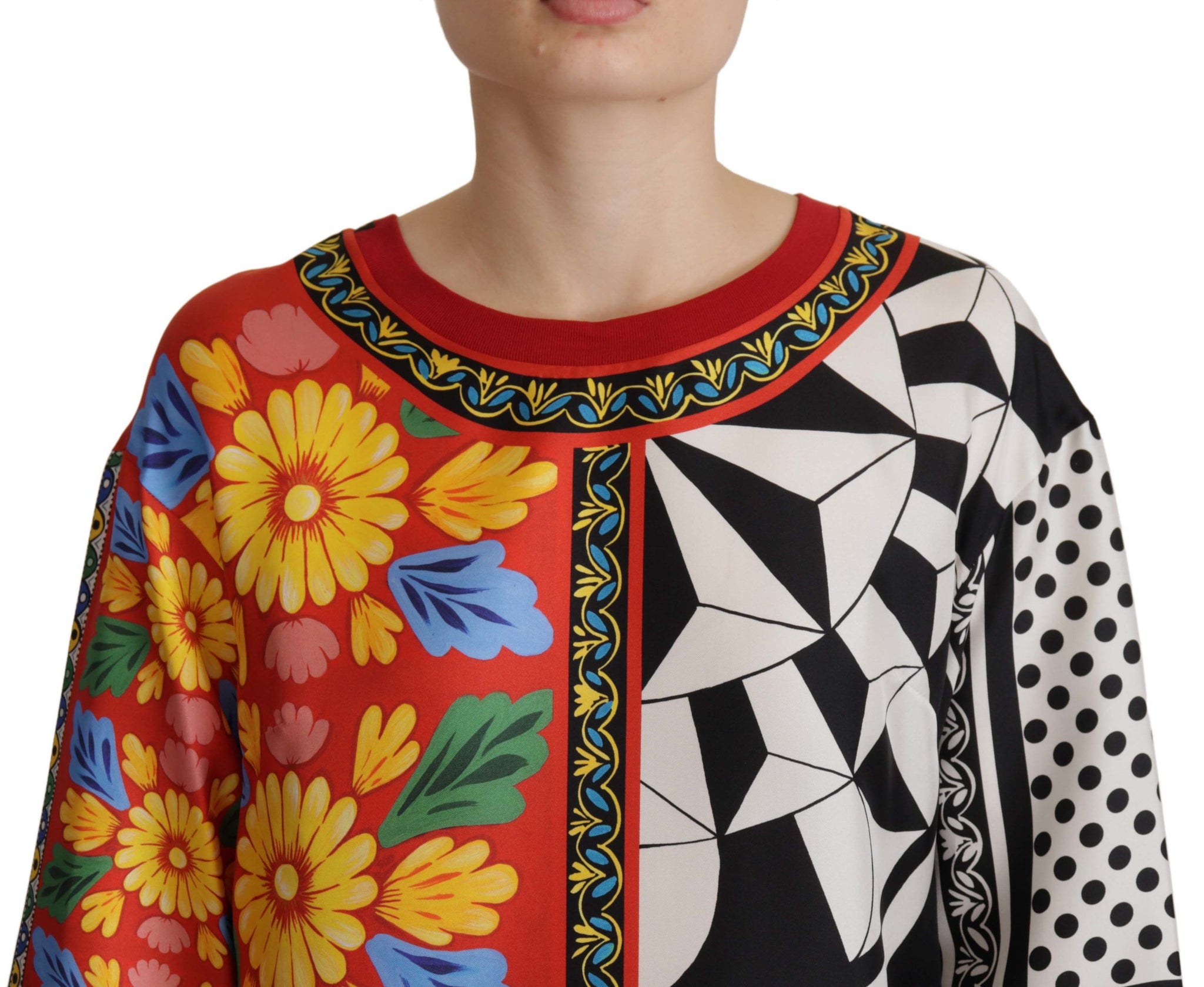 Multicolor Printed Baroque Loose Long Sleeve