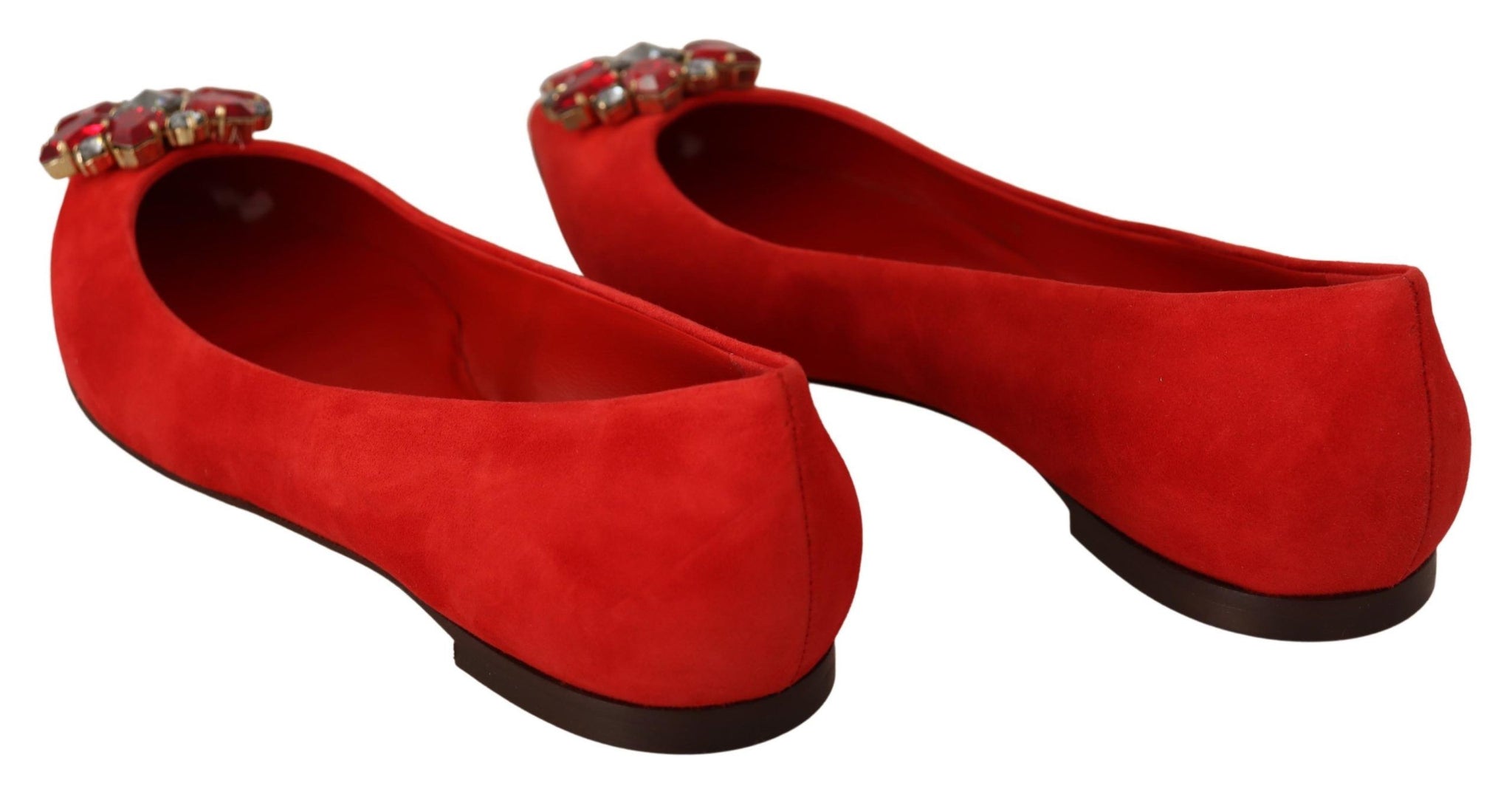 Red Suede Crystals Loafers Flats Shoes