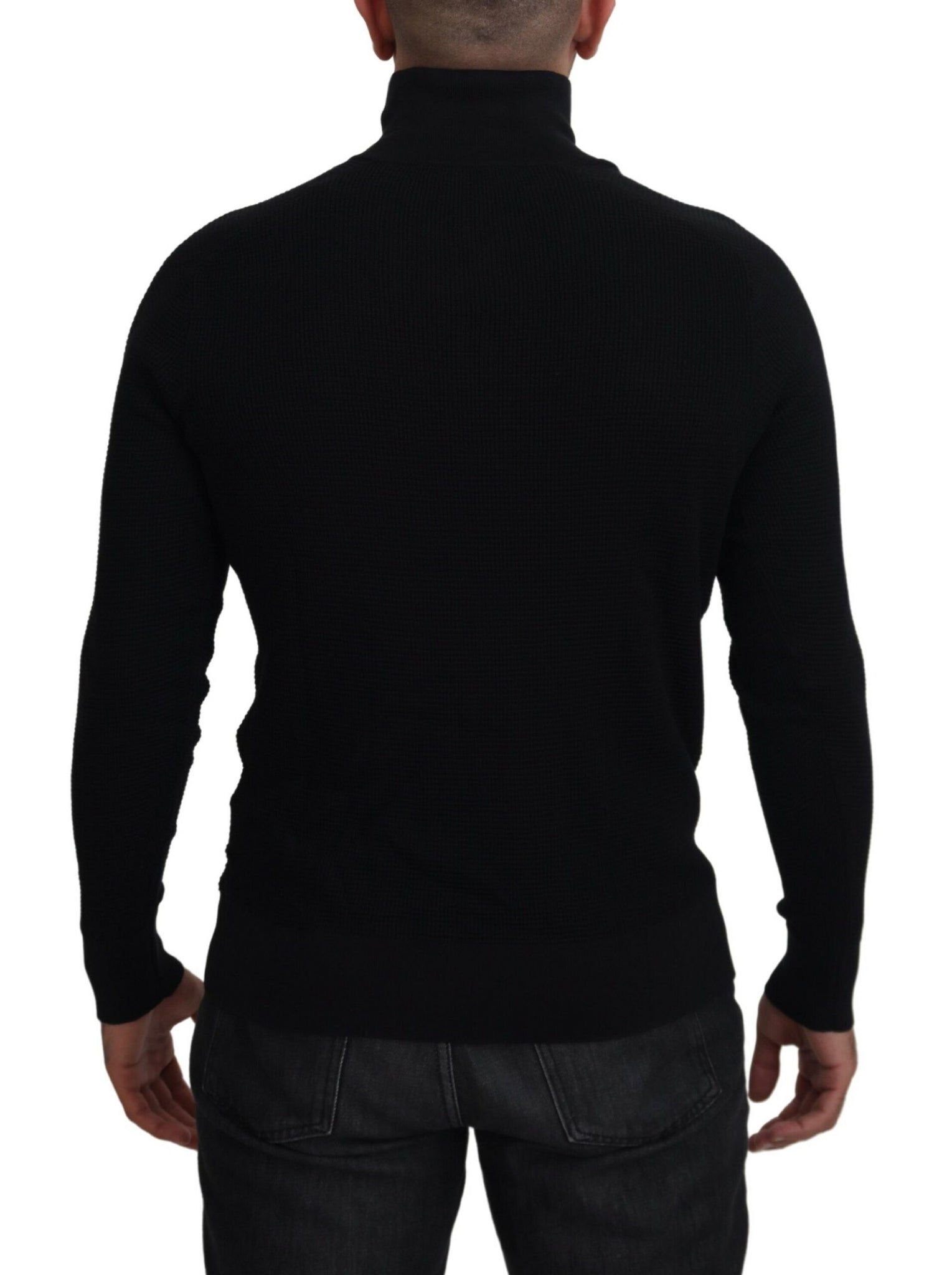 Dolce & Gabbana Black Silk Turtle Neck Pullover Sweater