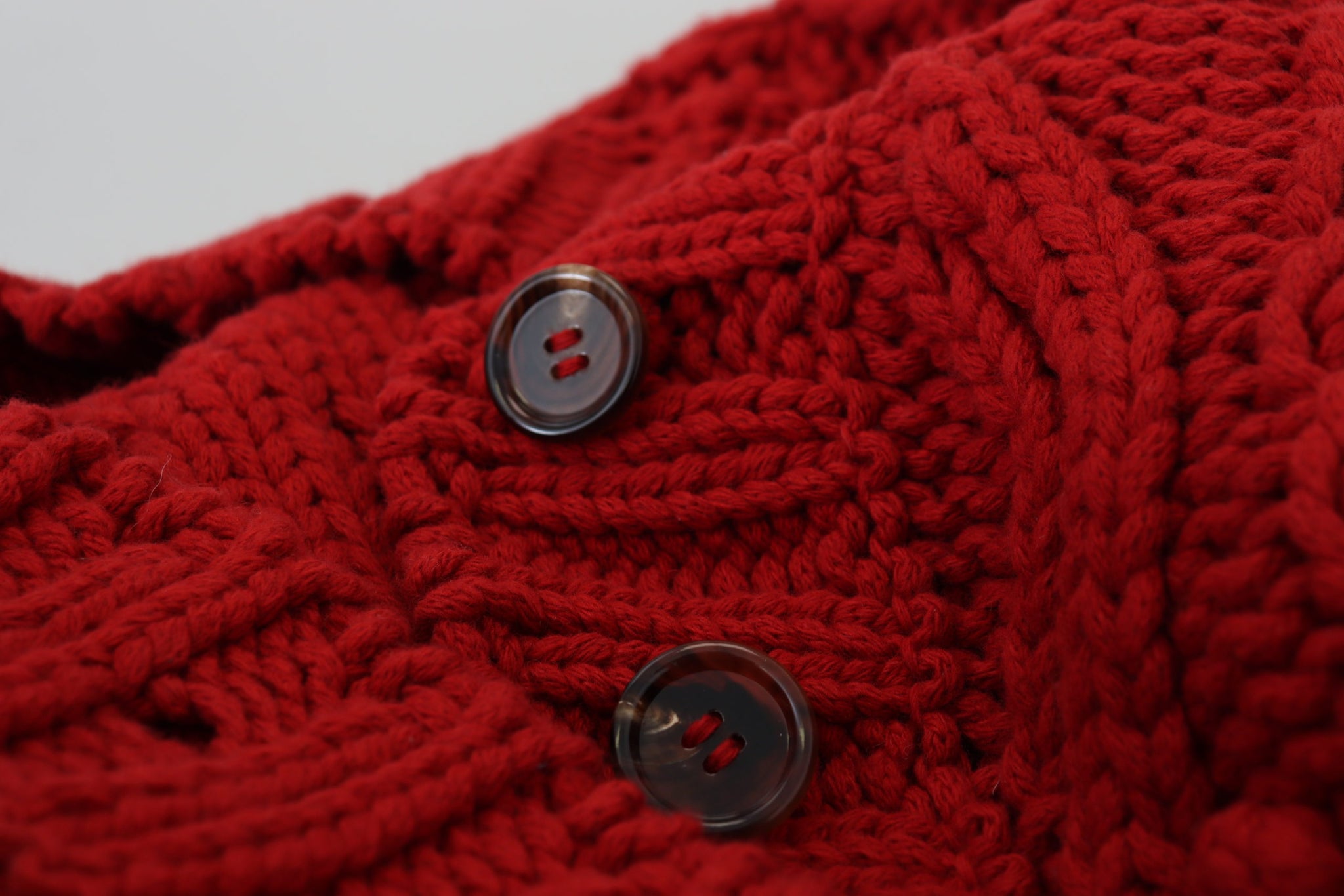 Red Wool Knit Button Down Cardigan Sweater